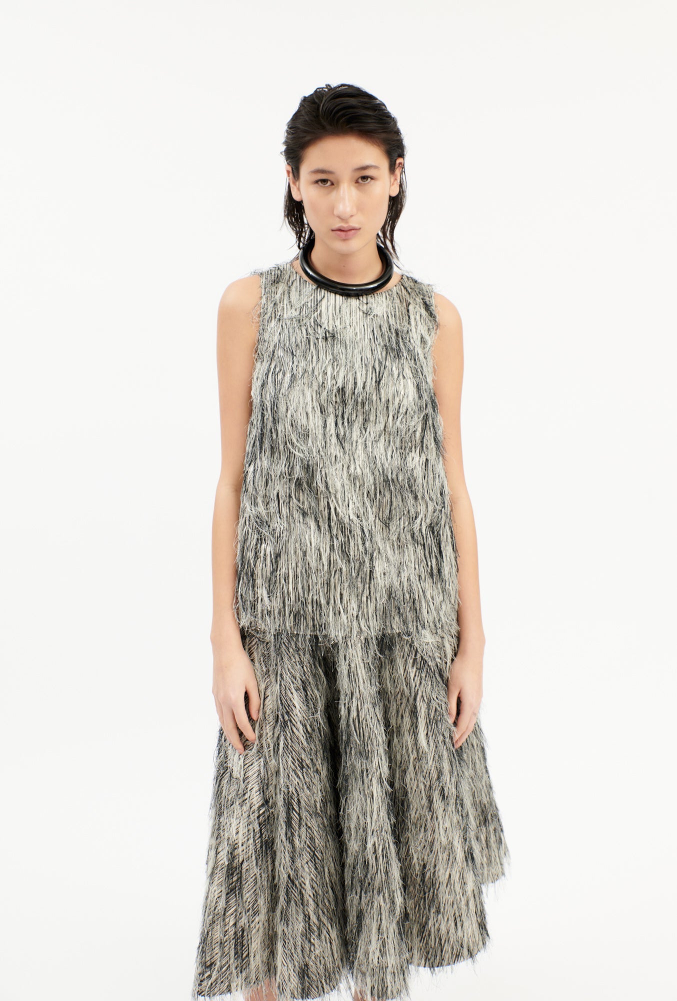 FRINGY JACQUARD Top, Dark Silver-Hemden & Blusen-Odeeh-OUTLET-ARCHIVIST-ARCHIVE-SALE
