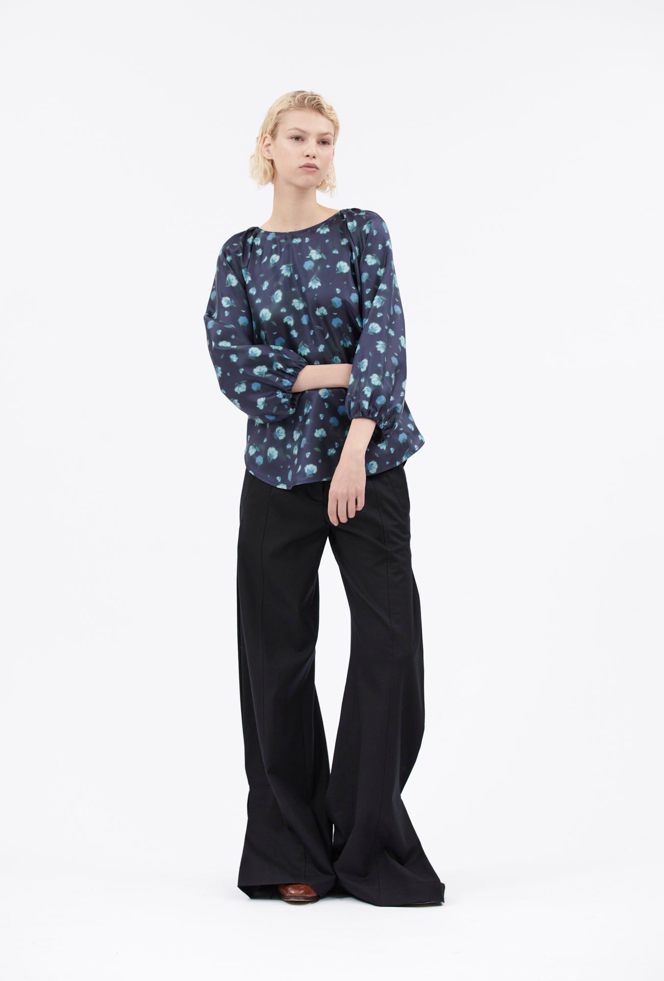 Midnight Flowers Bluse, Royal Peacock-Hemden & Blusen-Odeeh-OUTLET-ARCHIVIST-ARCHIVE-SALE