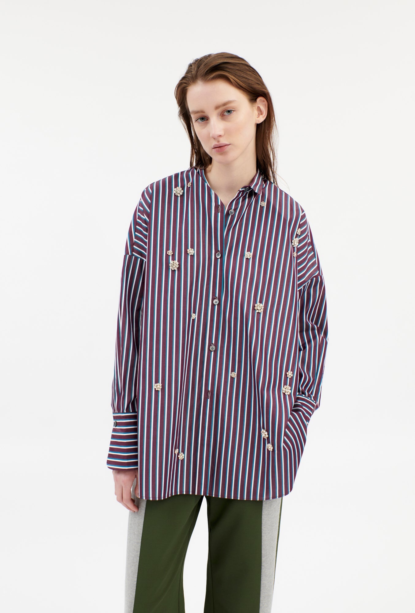 TENNIS STRIPE BLUSE, Bordeaux-Hemden & Blusen-Odeeh-OUTLET-ARCHIVIST-ARCHIVE-SALE