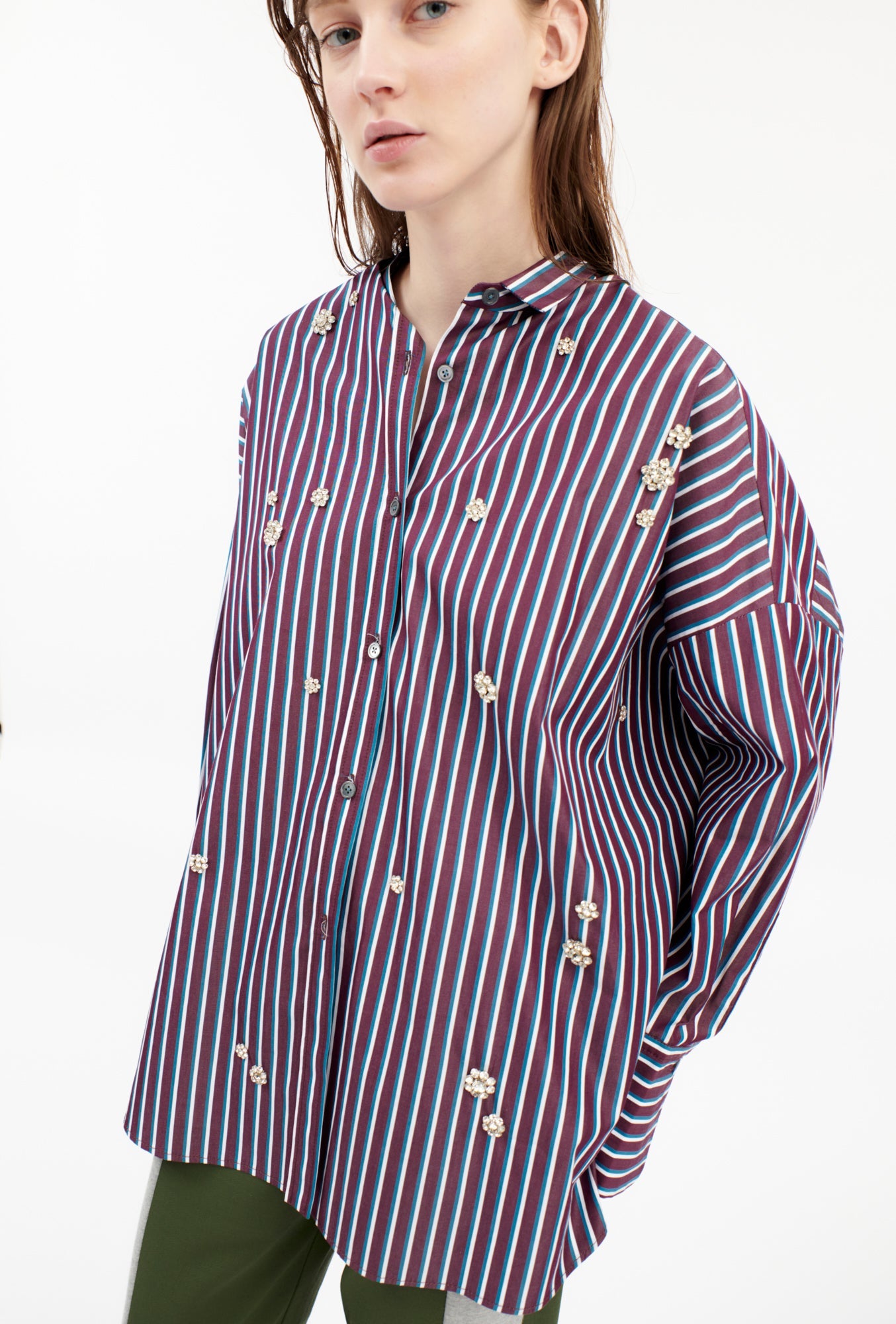 TENNIS STRIPE BLUSE, Bordeaux-Hemden & Blusen-Odeeh-OUTLET-ARCHIVIST-ARCHIVE-SALE