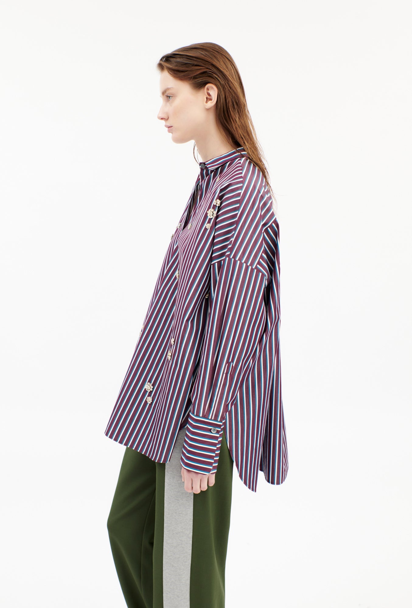 TENNIS STRIPE BLUSE, Bordeaux-Hemden & Blusen-Odeeh-OUTLET-ARCHIVIST-ARCHIVE-SALE