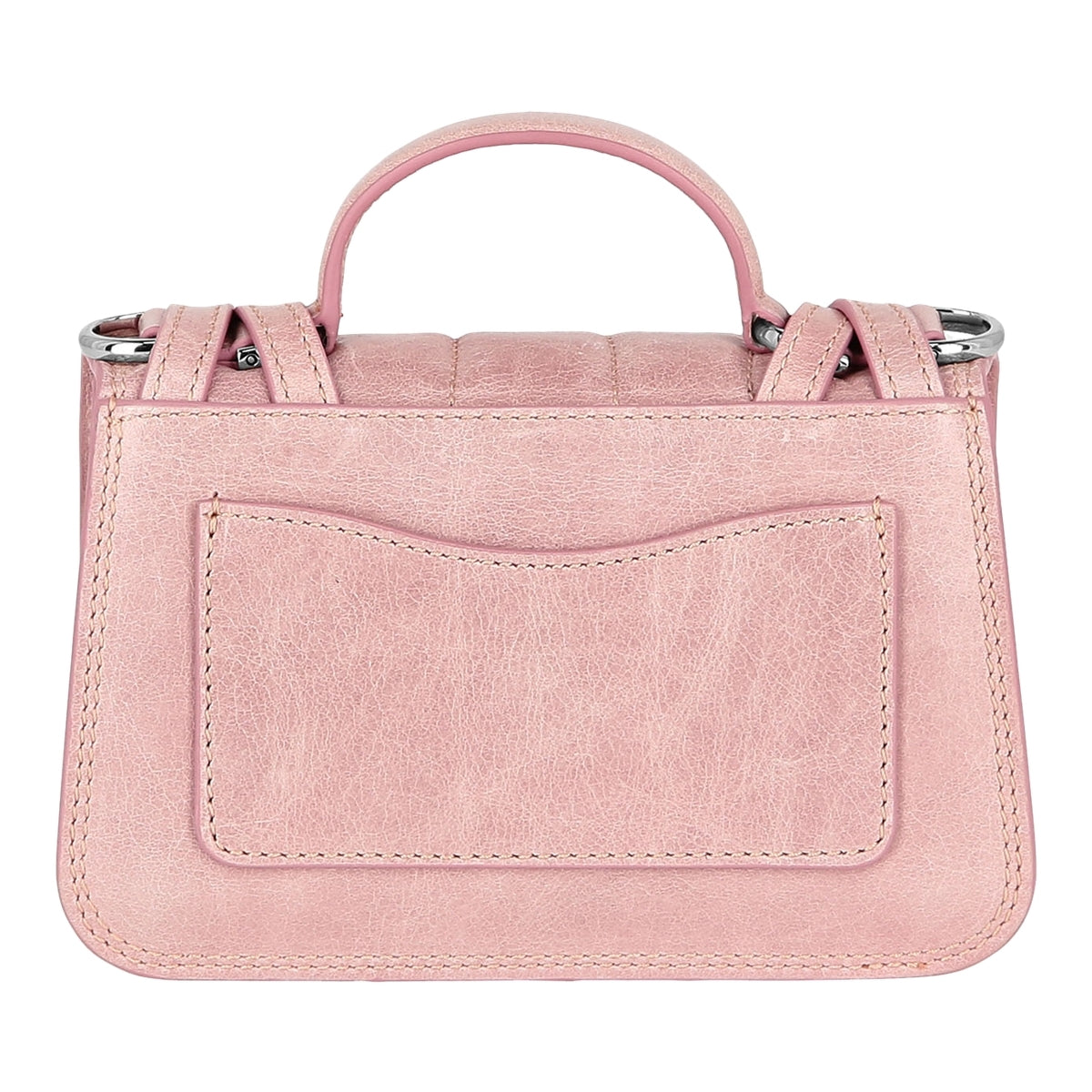 Shiny Crackle Leather Belt Handle Bag Small Hexagon