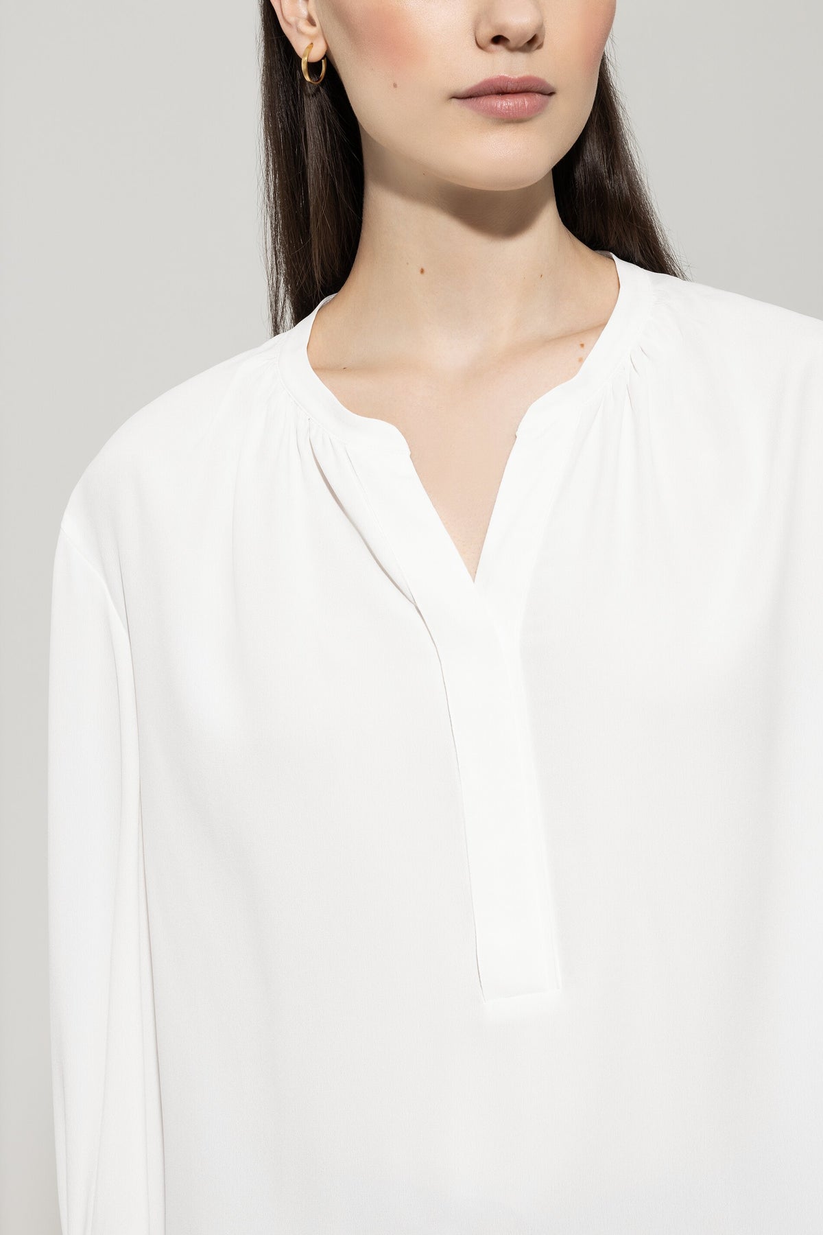 Tunika-Bluse aus Seiden-Mix