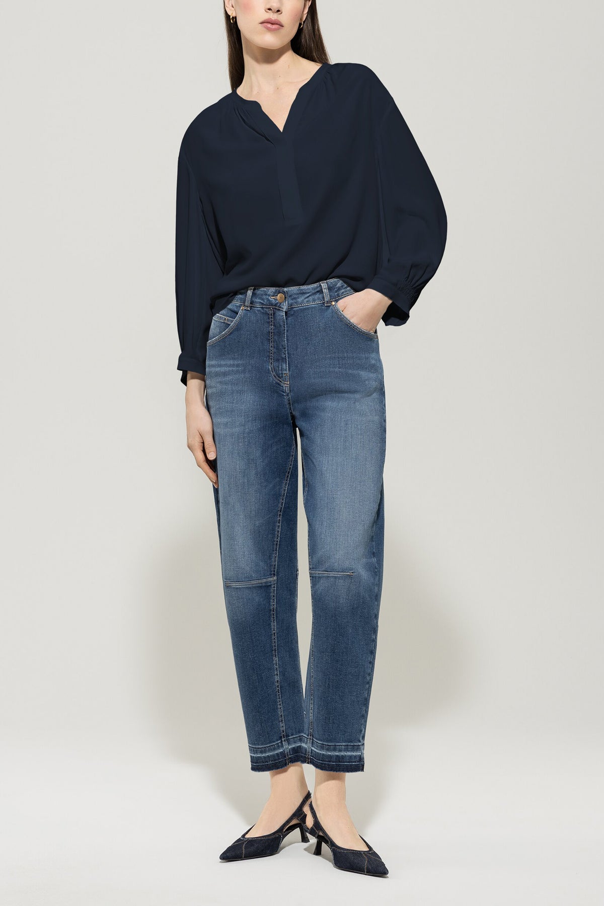 Tunika-Bluse aus Seiden-Mix