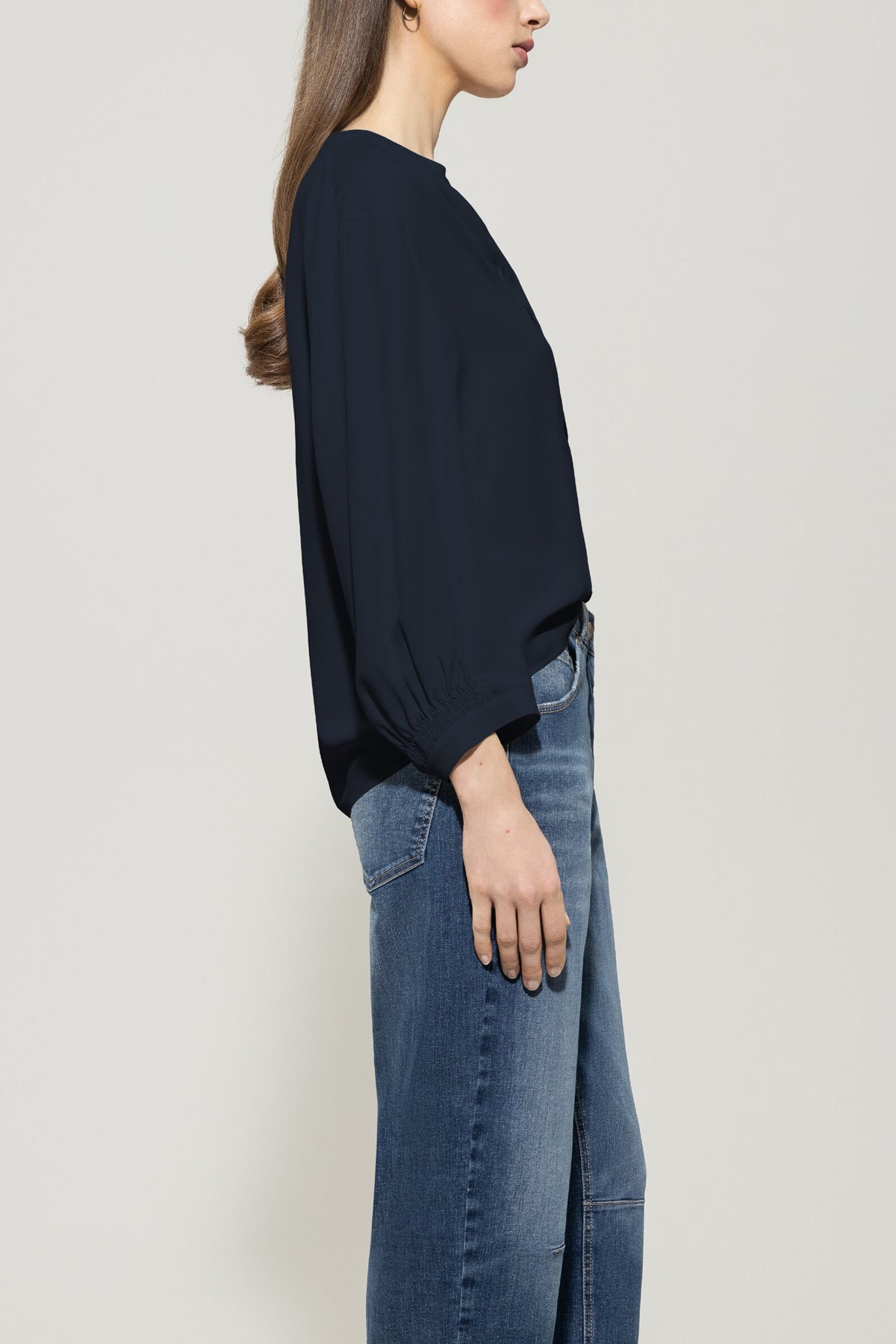 Tunika-Bluse aus Seiden-Mix