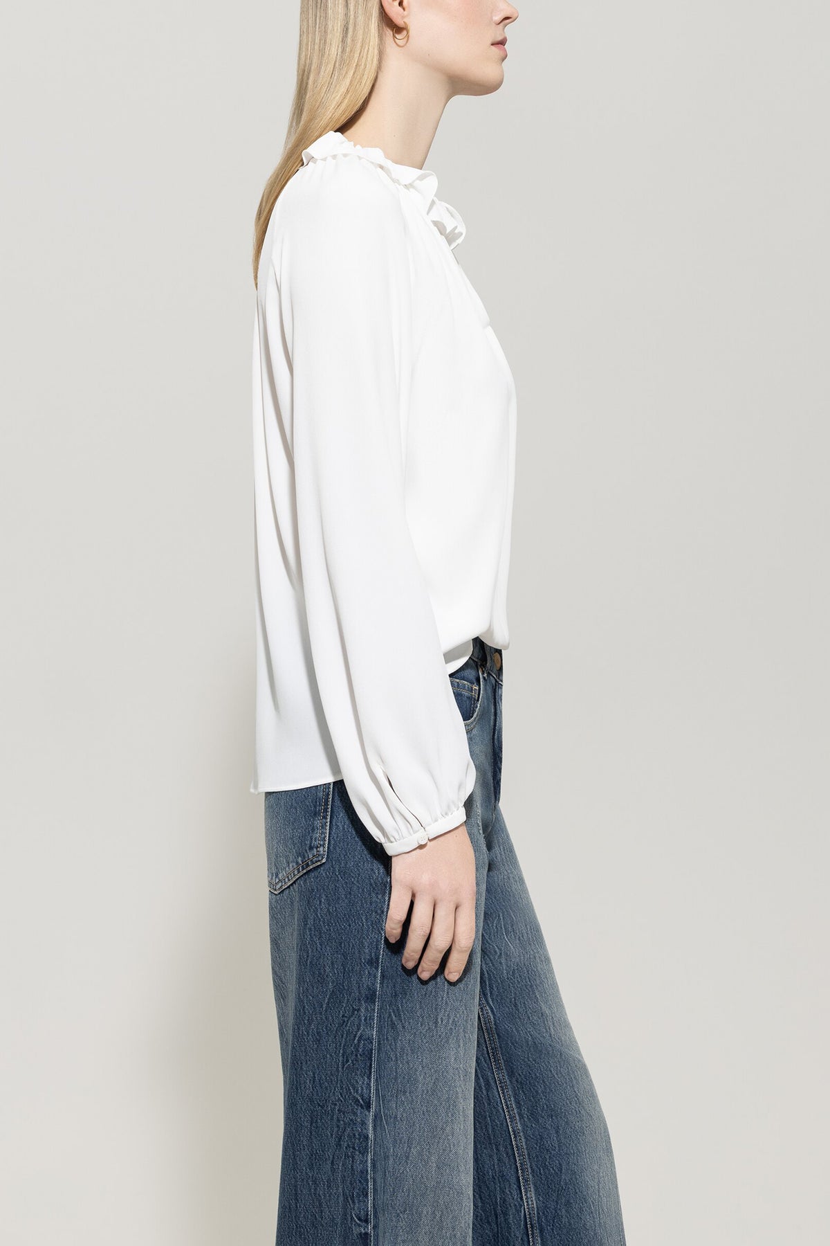 Rüschenbluse aus Seiden-Mix
