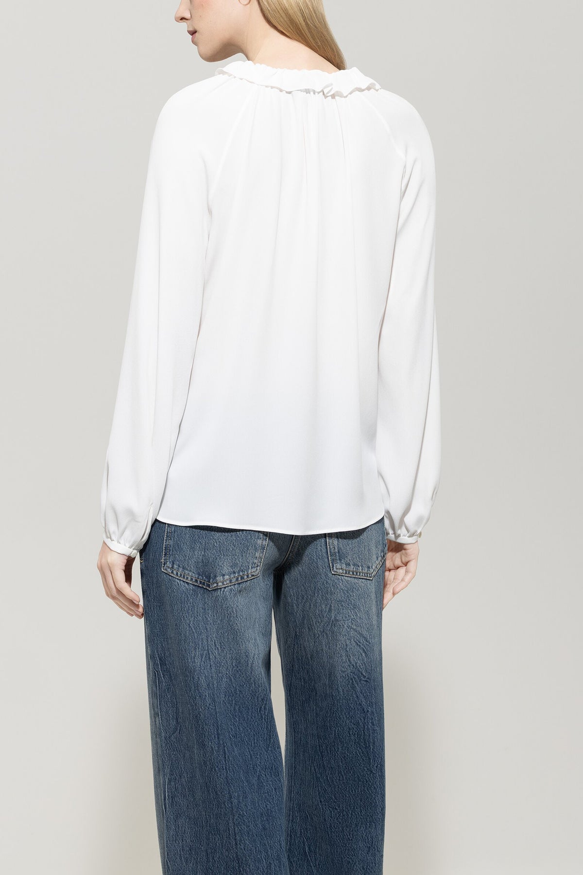 Rüschenbluse aus Seiden-Mix