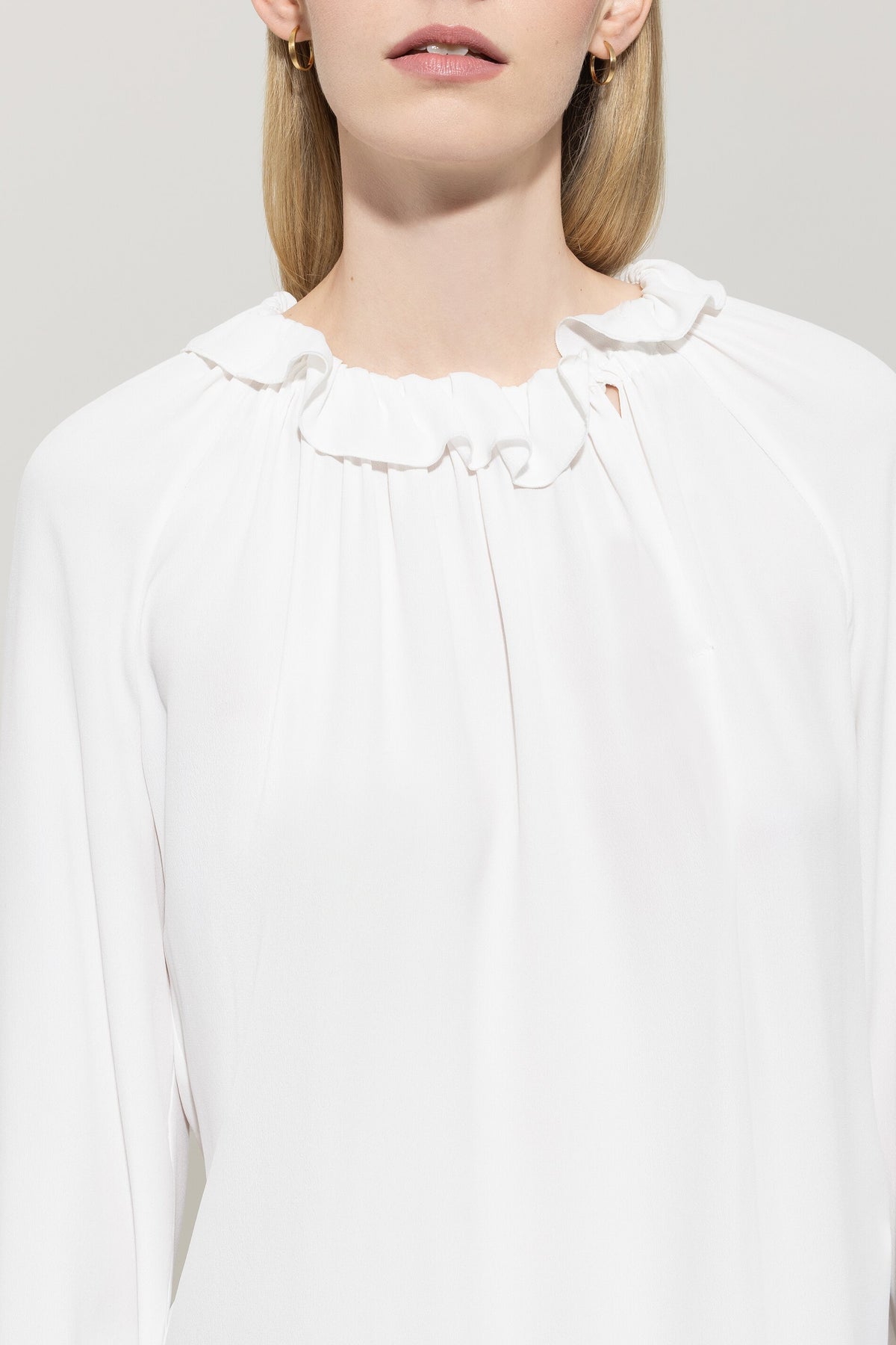 Rüschenbluse aus Seiden-Mix