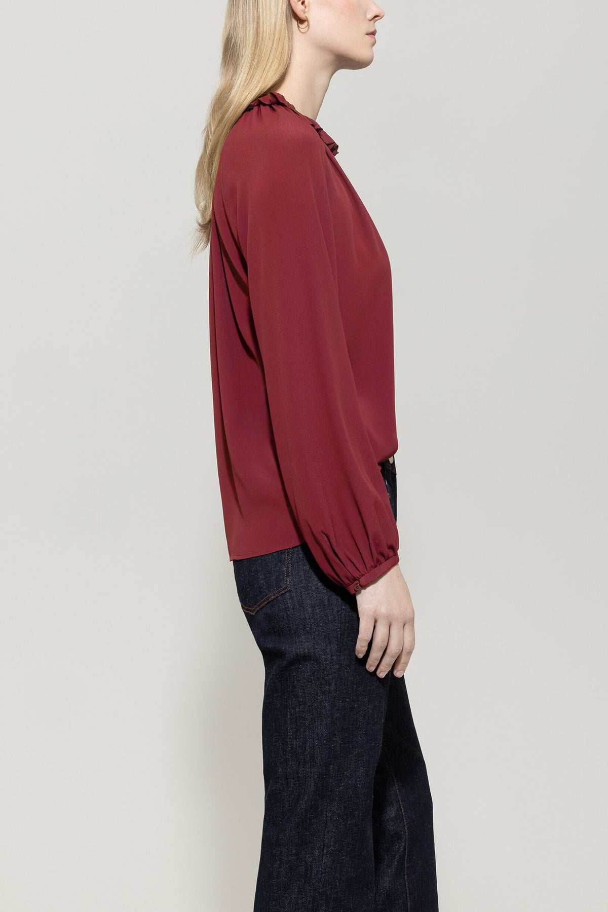Rüschenbluse aus Seiden-Mix