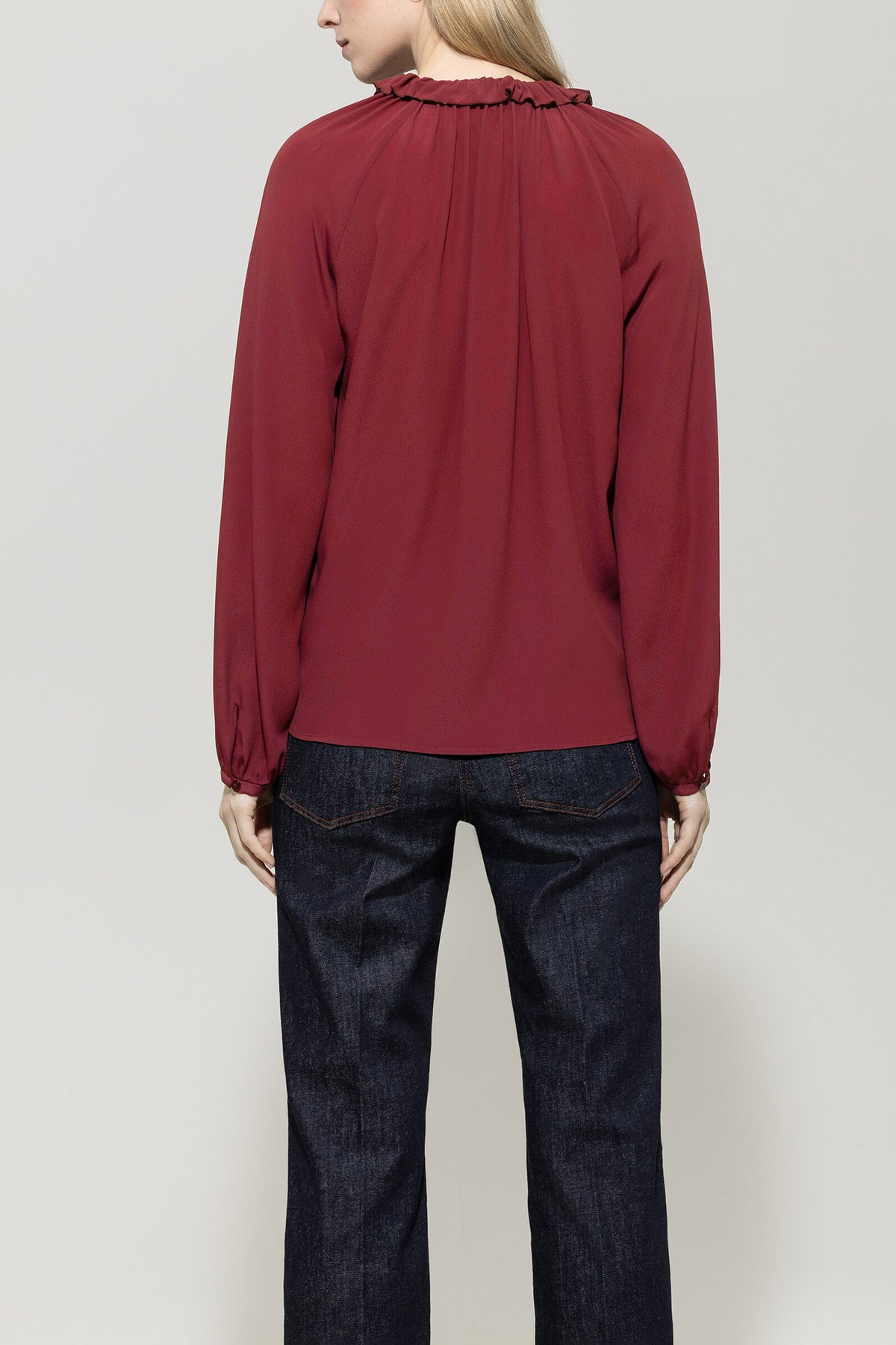 Rüschenbluse aus Seiden-Mix