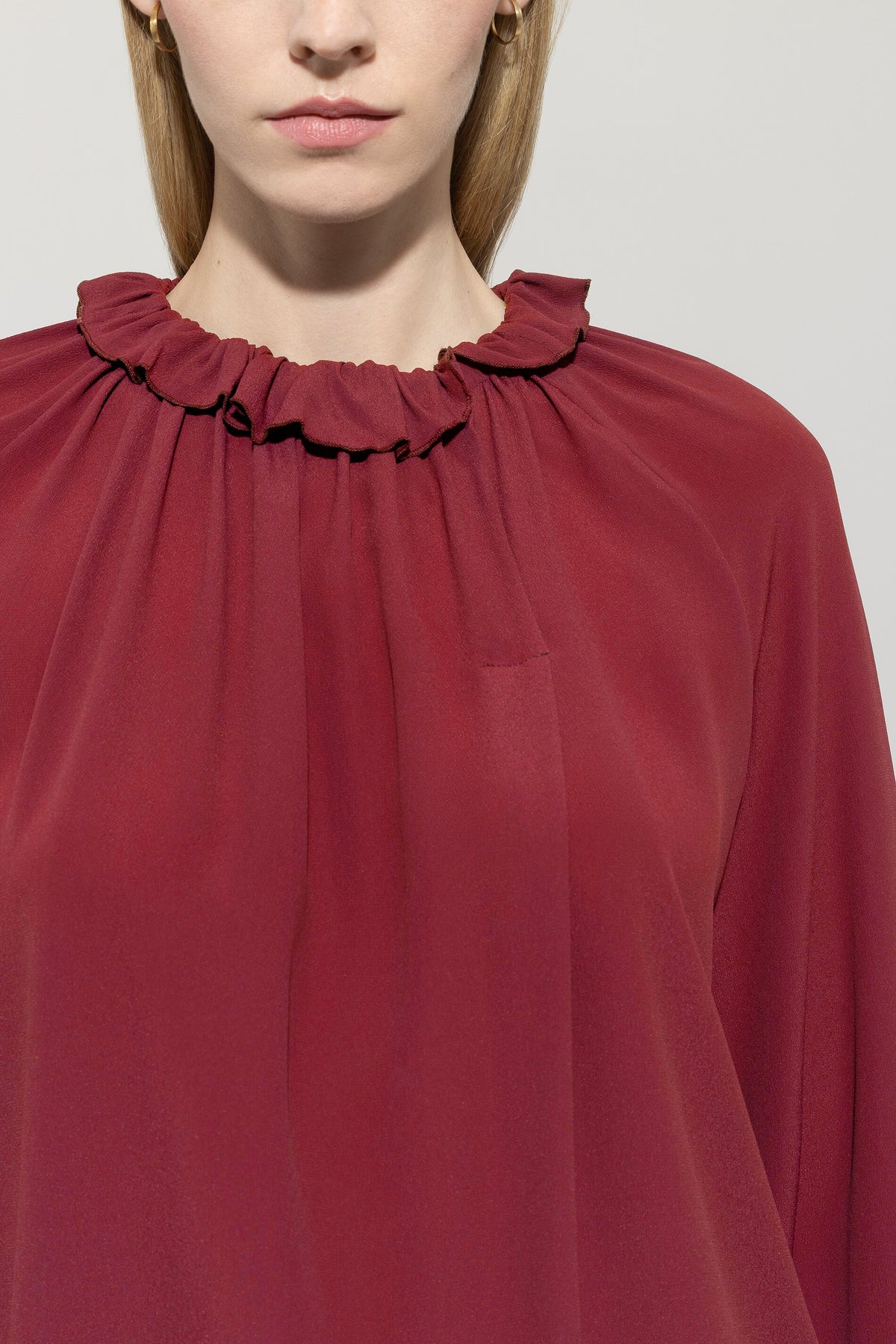 Rüschenbluse aus Seiden-Mix