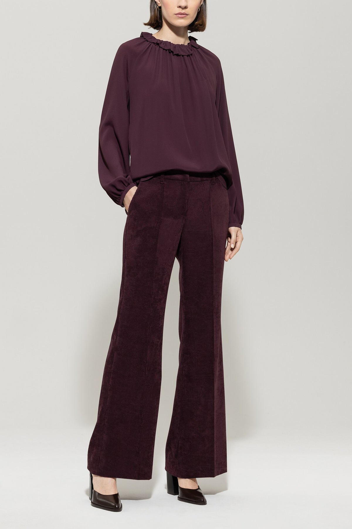 Rüschenbluse aus Seiden-Mix
