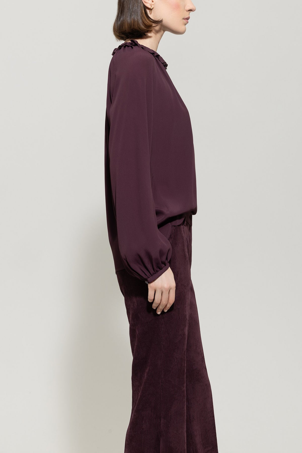Rüschenbluse aus Seiden-Mix