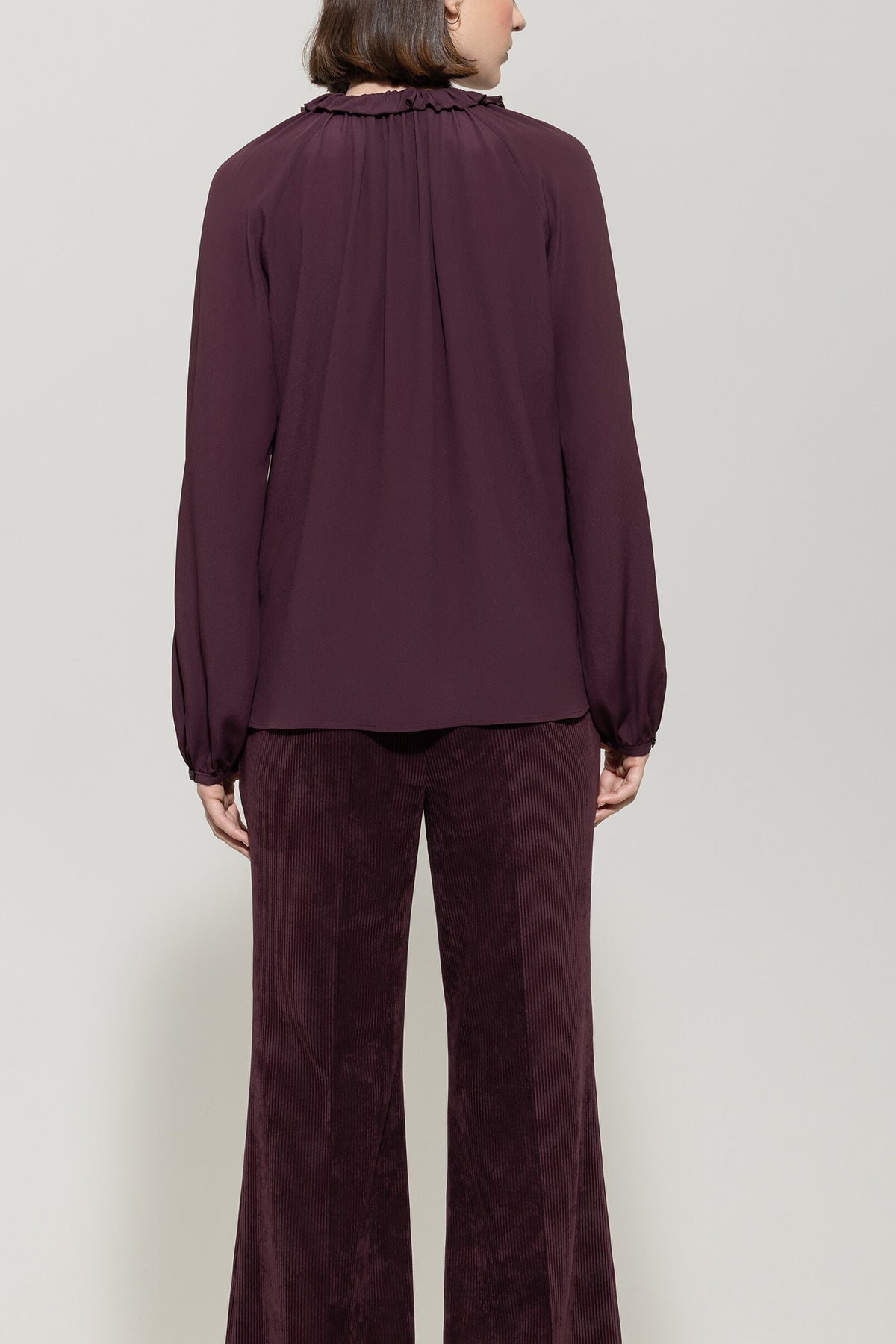 Rüschenbluse aus Seiden-Mix