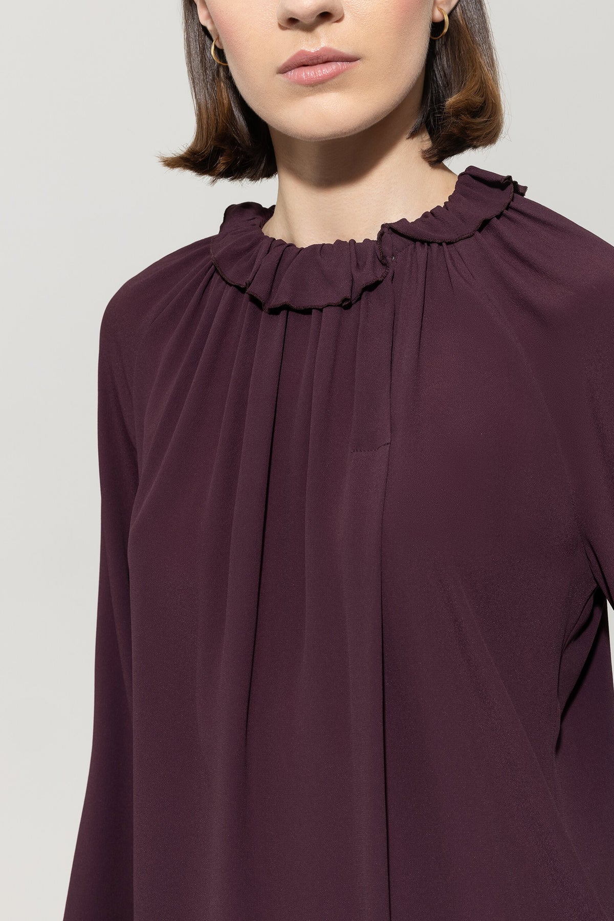 Rüschenbluse aus Seiden-Mix