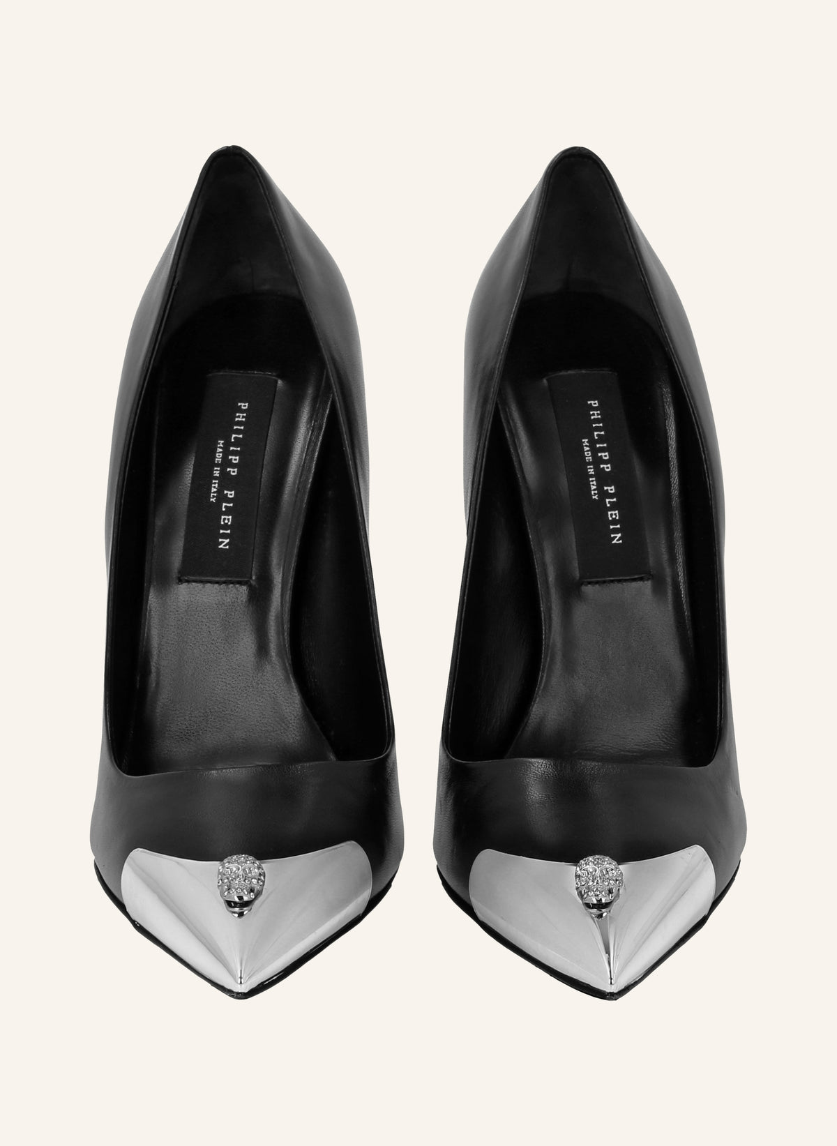 Leather Decollete Hi-Heels Skull strass