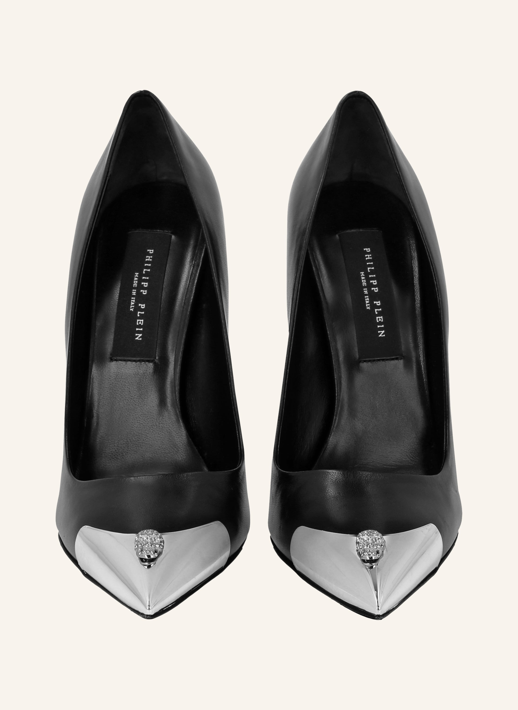 Leather Decollete Hi-Heels Skull strass