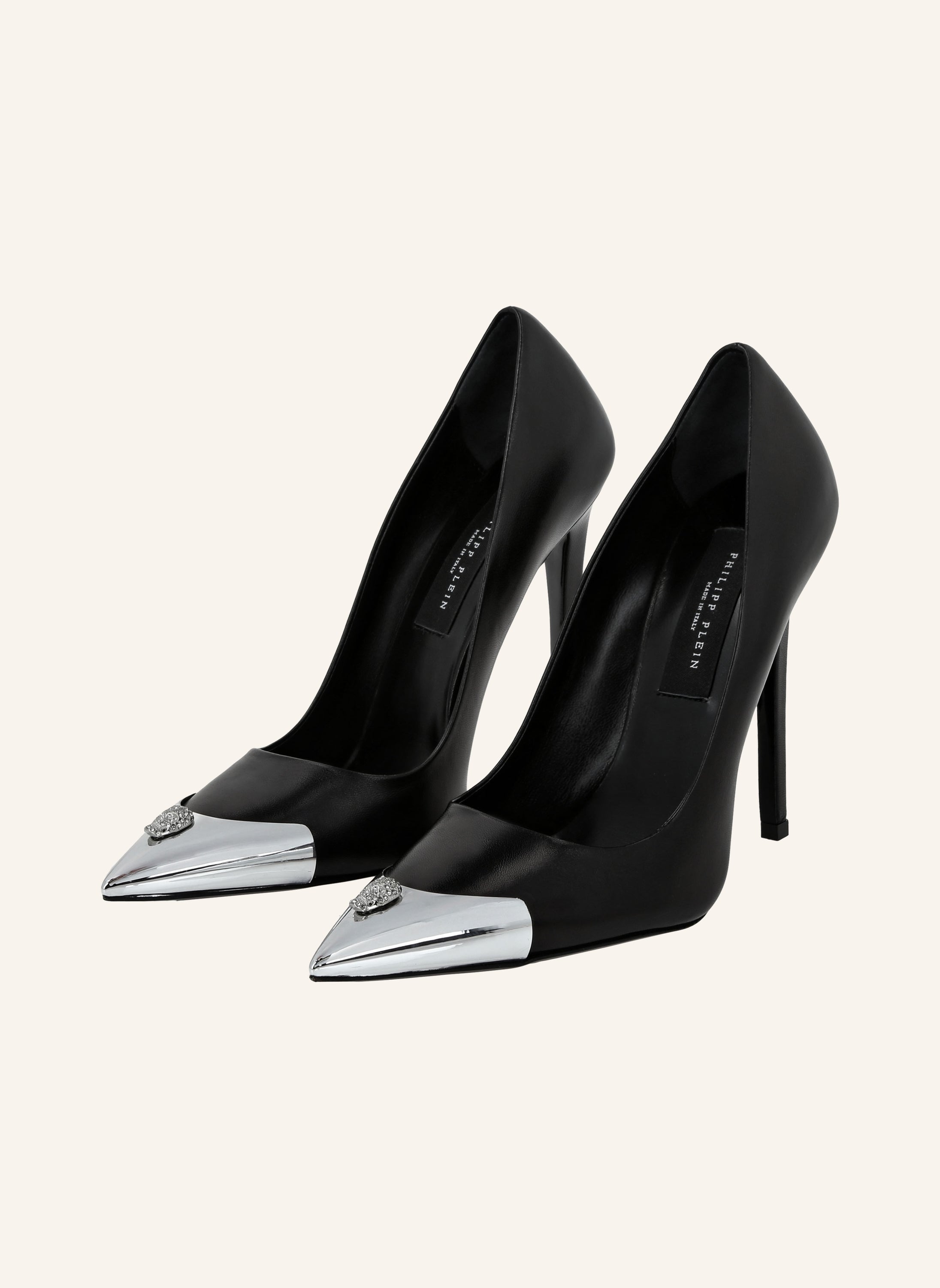 Leather Decollete Hi-Heels Skull strass