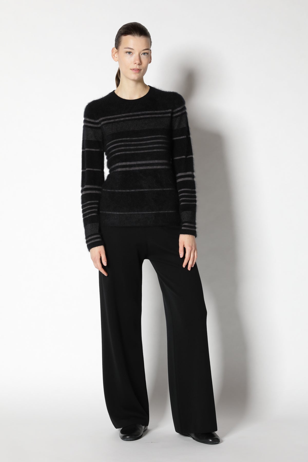 Furry Striped Crew Jumper