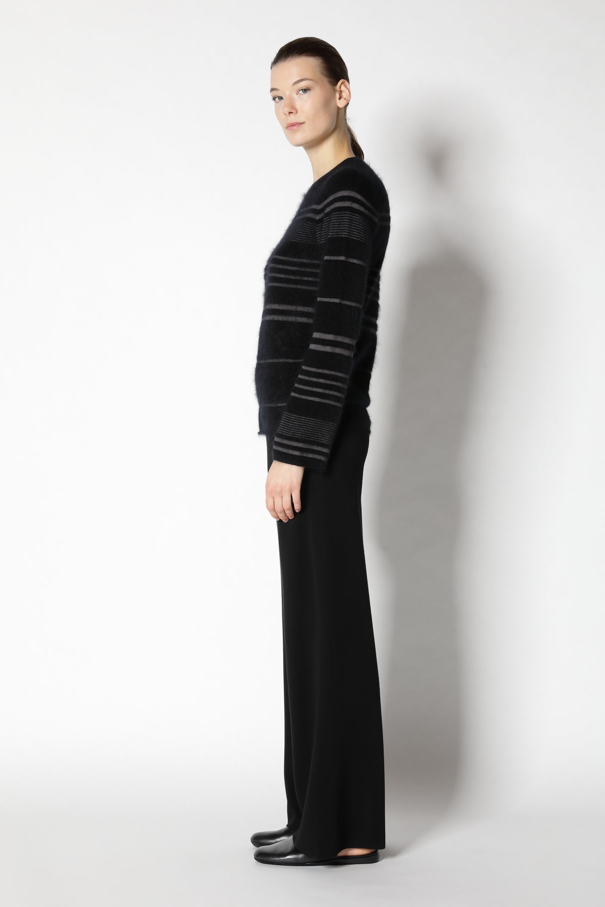 Furry Striped Crew Jumper