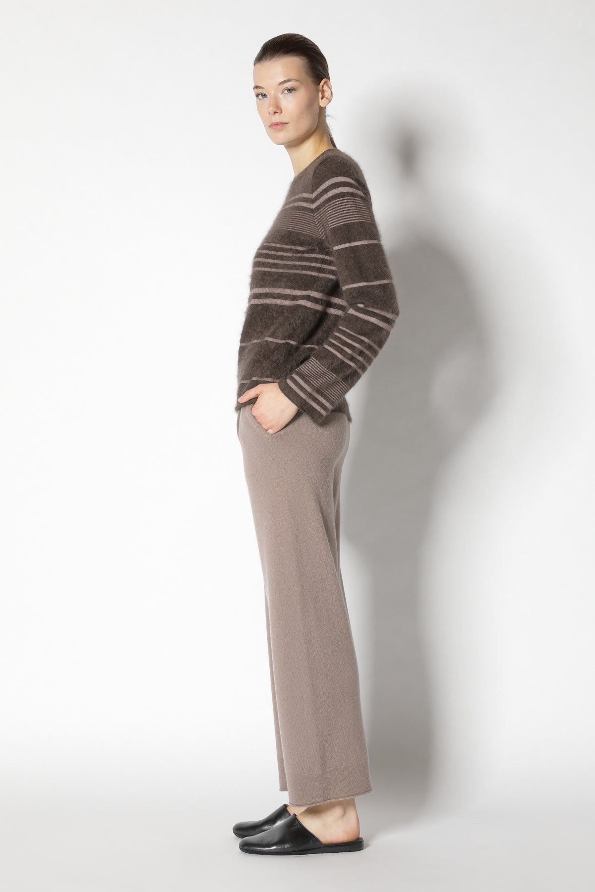 Furry Striped Crew Jumper