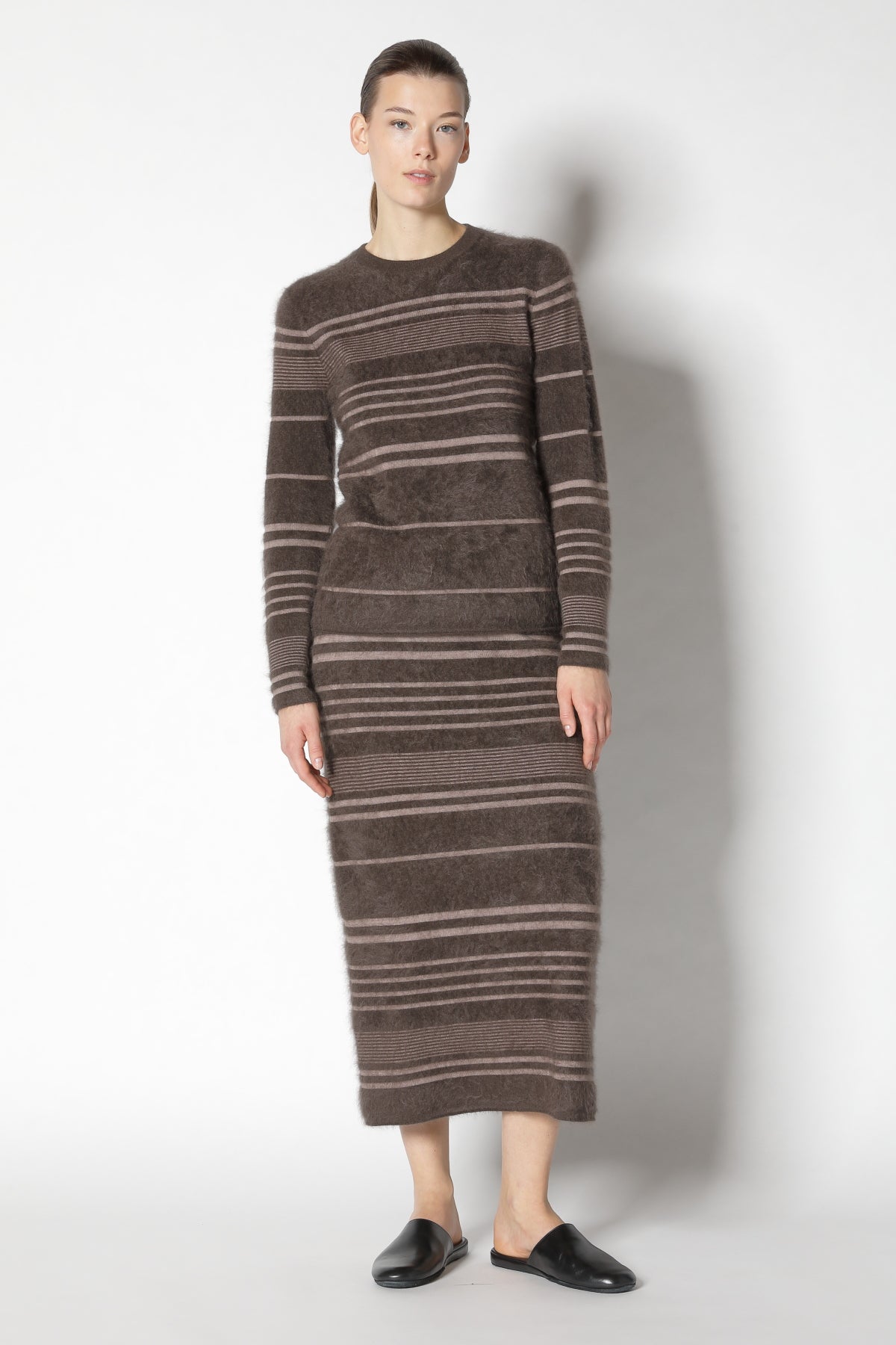 Furry Striped Crew Jumper