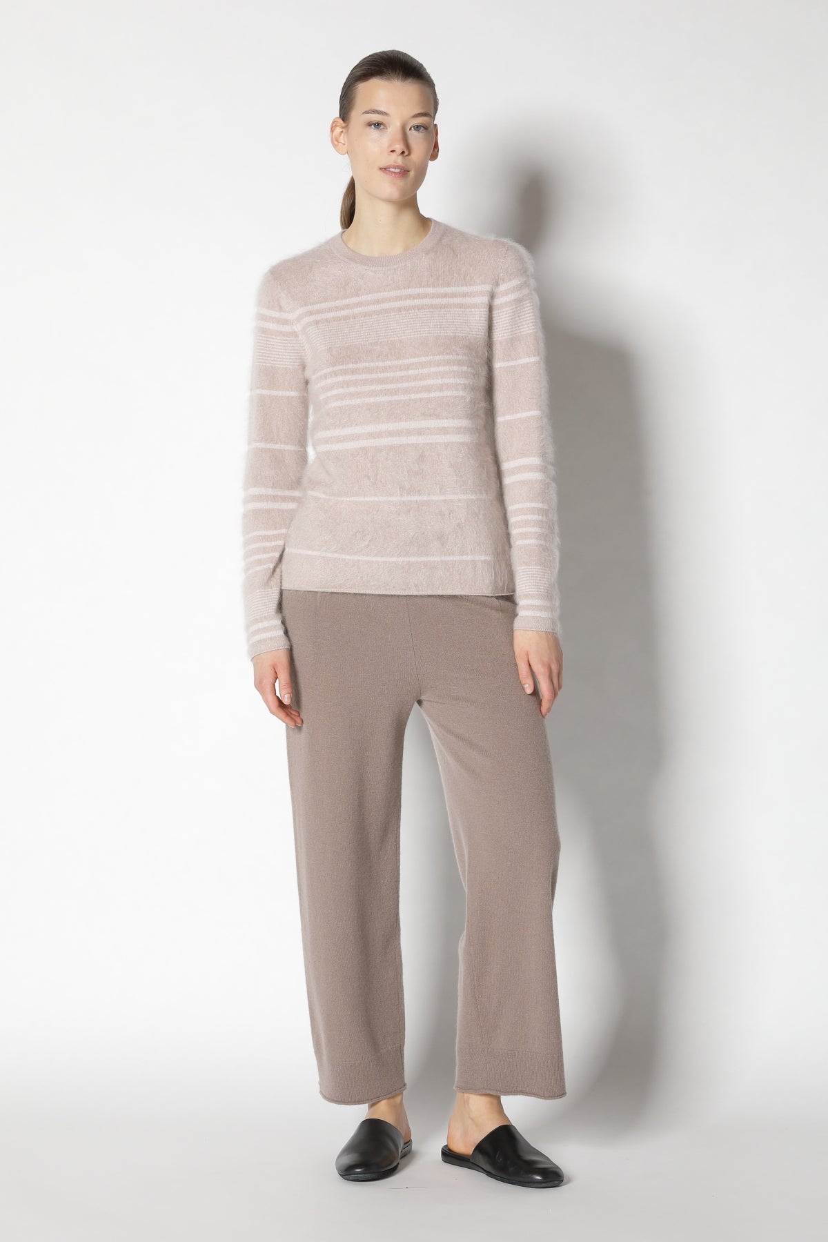 Furry Striped Crew Jumper