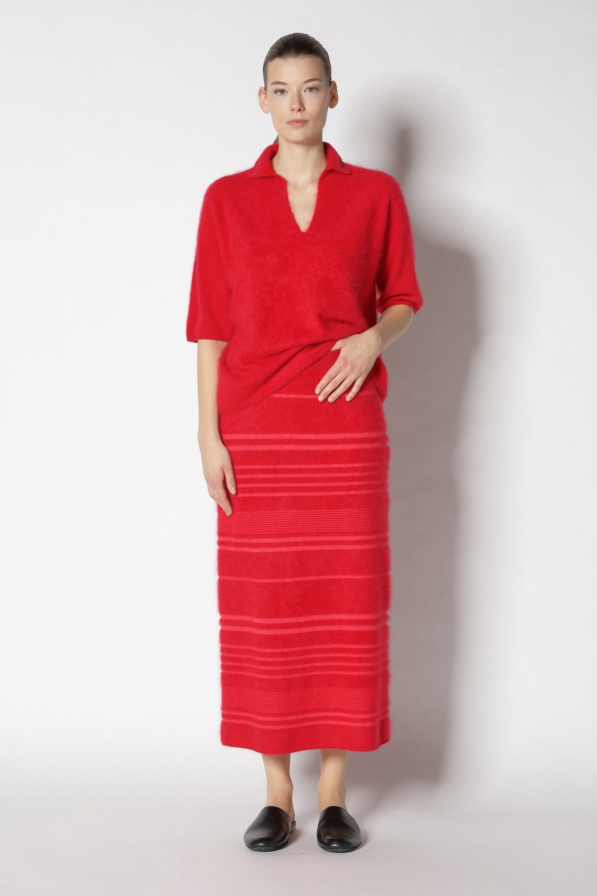Furry Striped Maxi Skirt