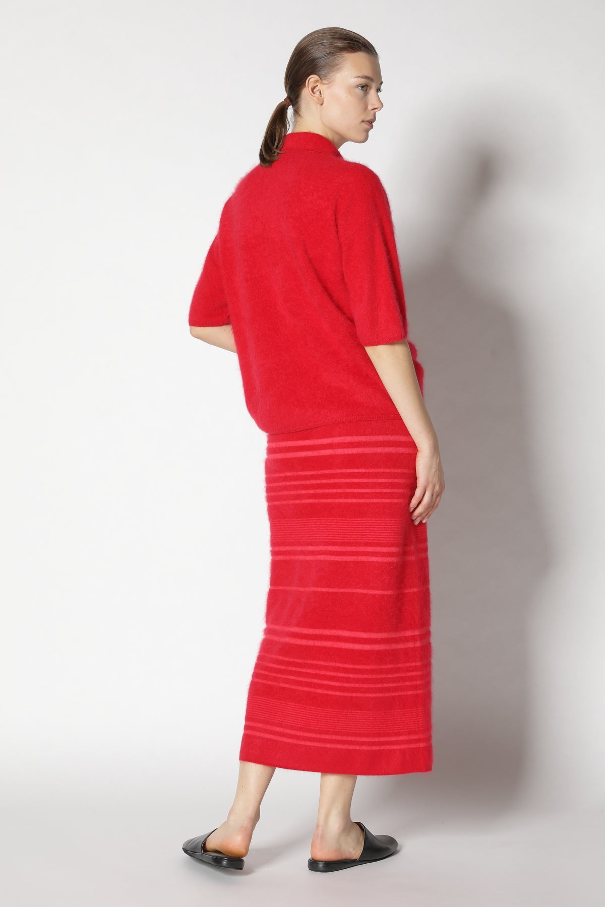 Furry Striped Maxi Skirt