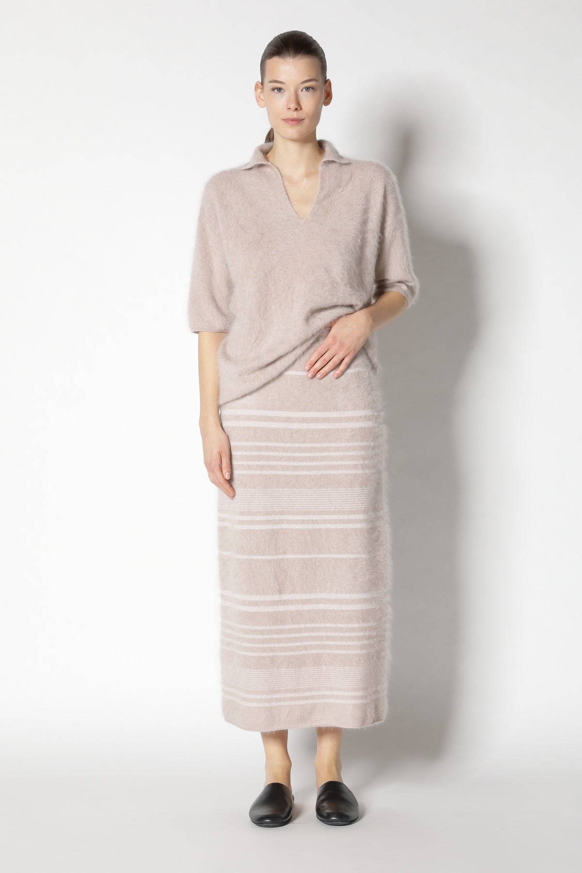 Furry Striped Maxi Skirt
