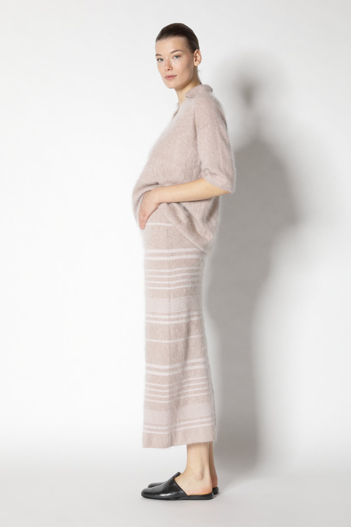 Furry Striped Maxi Skirt