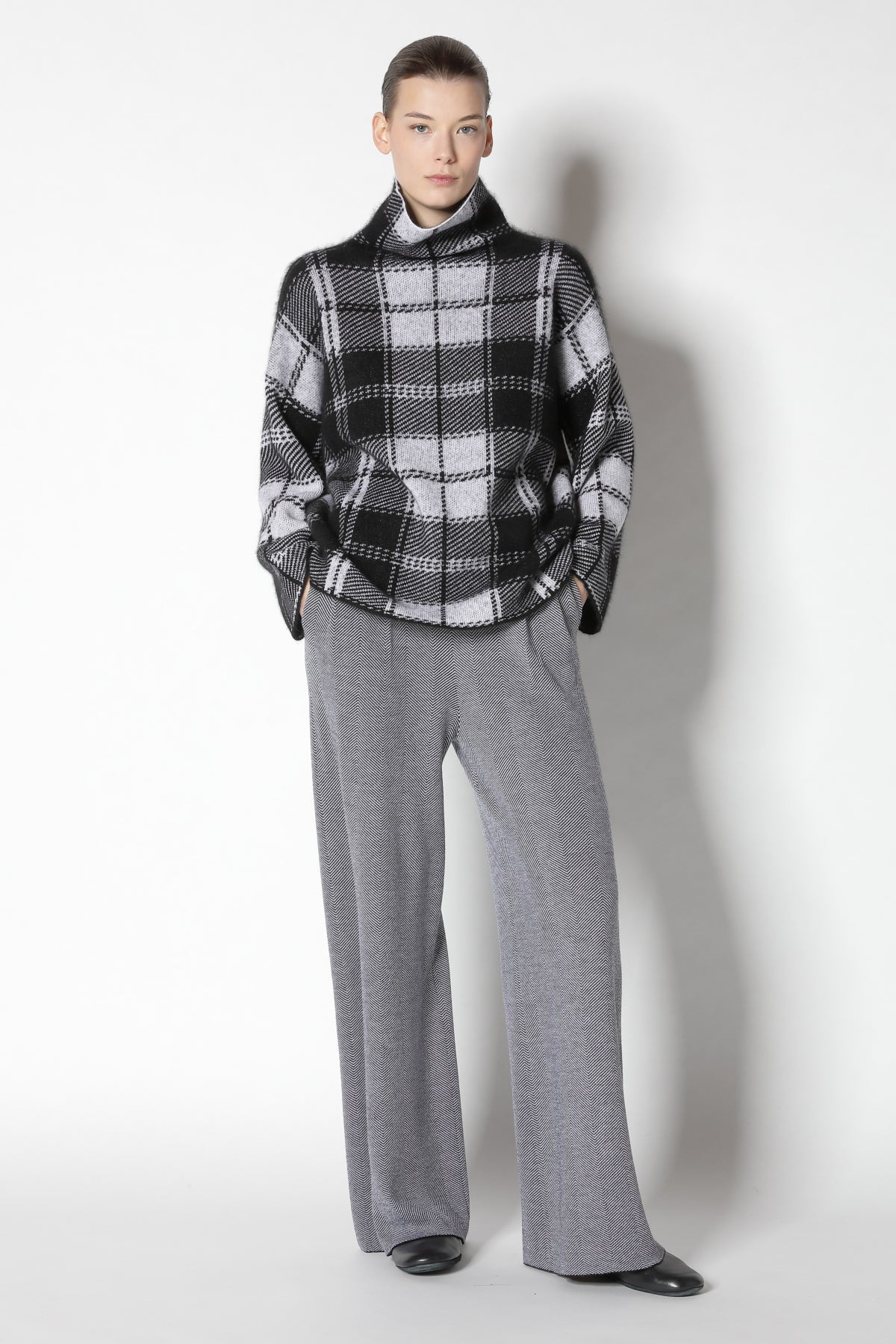 Pure & Fluffy Checked Turtle Jumper