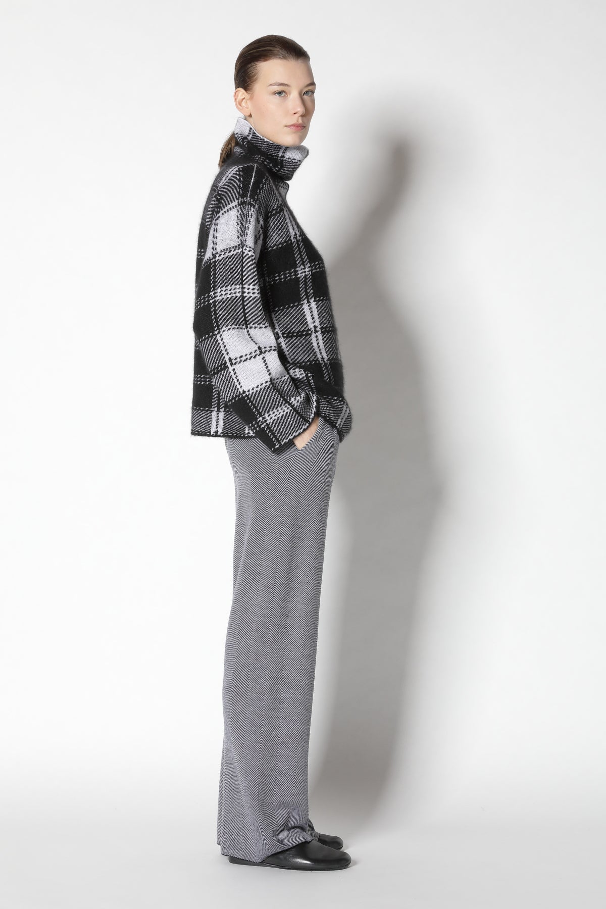 Pure & Fluffy Checked Turtle Jumper