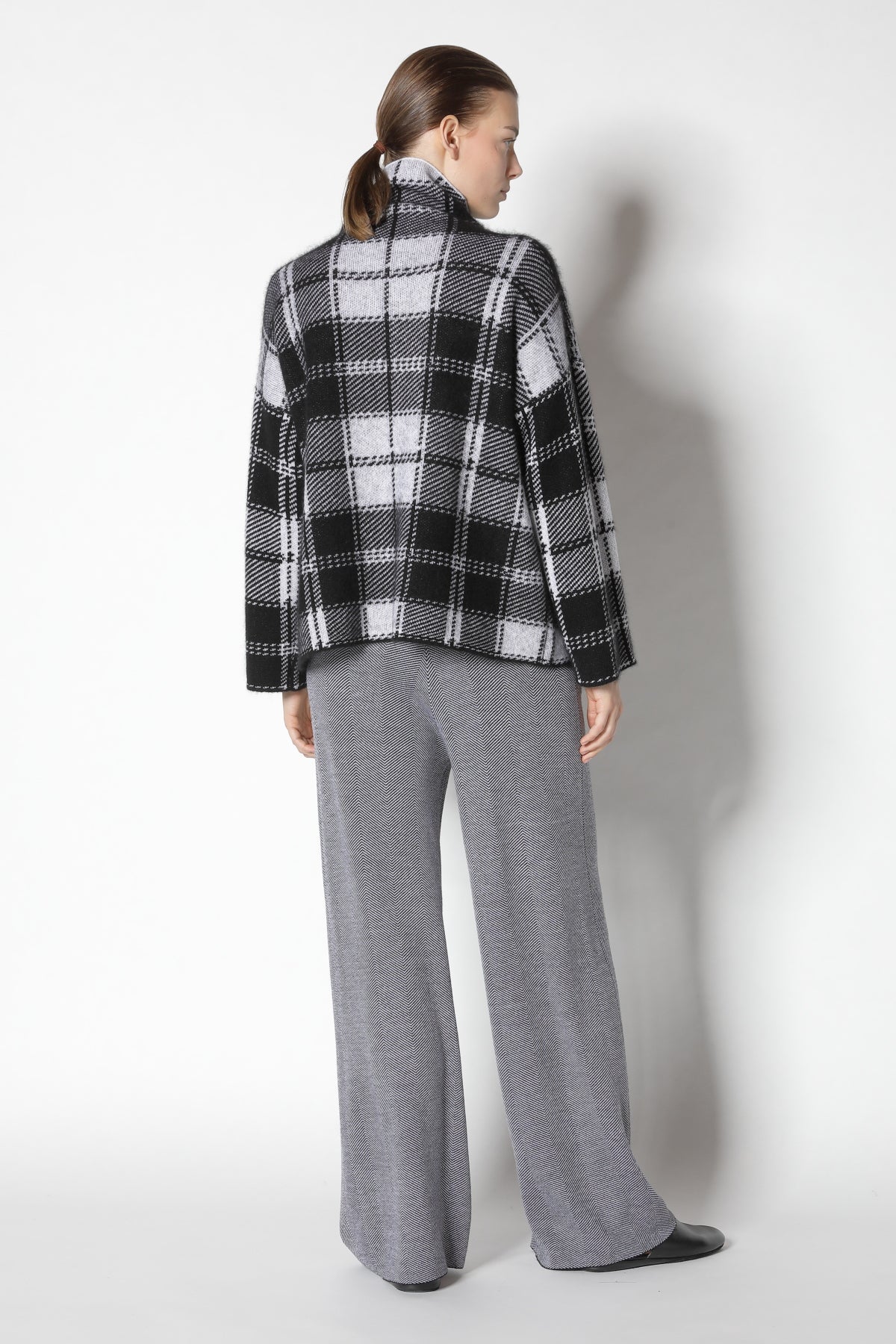 Pure & Fluffy Checked Turtle Jumper