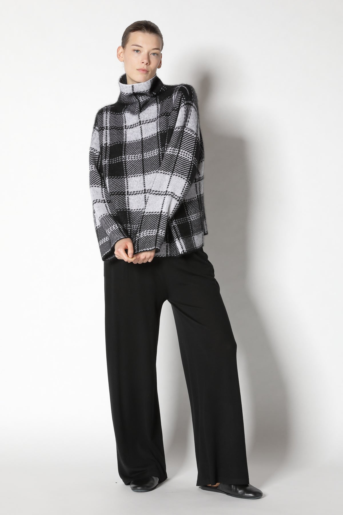 Pure & Fluffy Checked Turtle Jumper