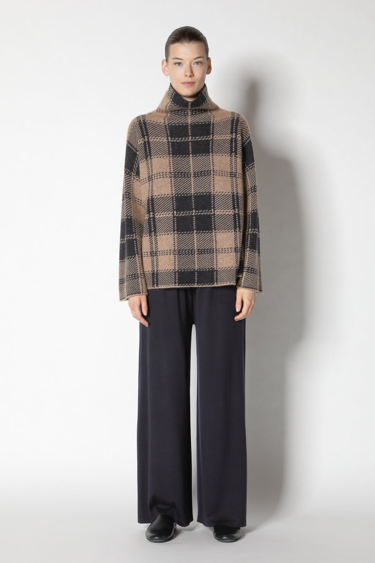 Pure & Fluffy Checked Turtle Jumper