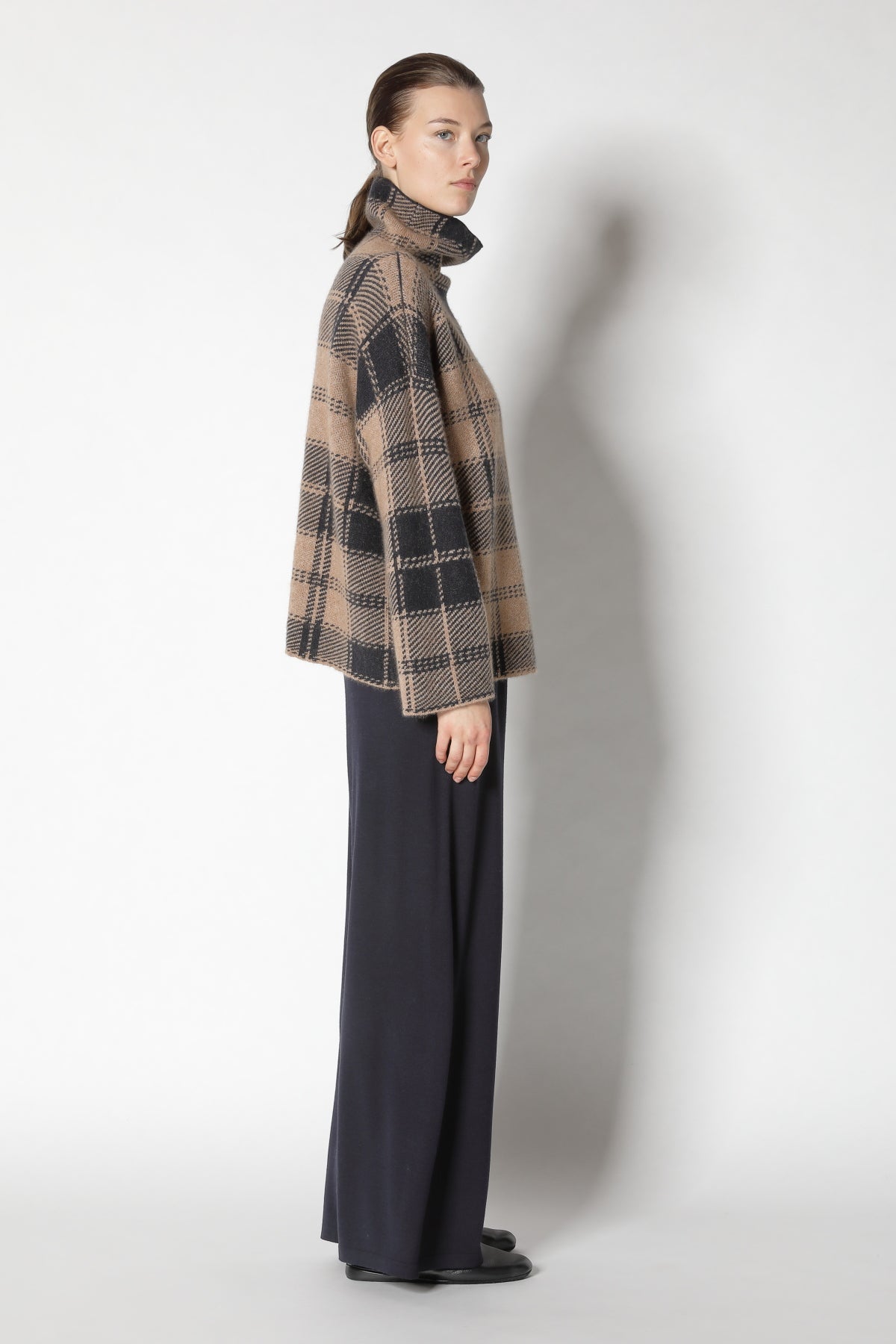 Pure & Fluffy Checked Turtle Jumper