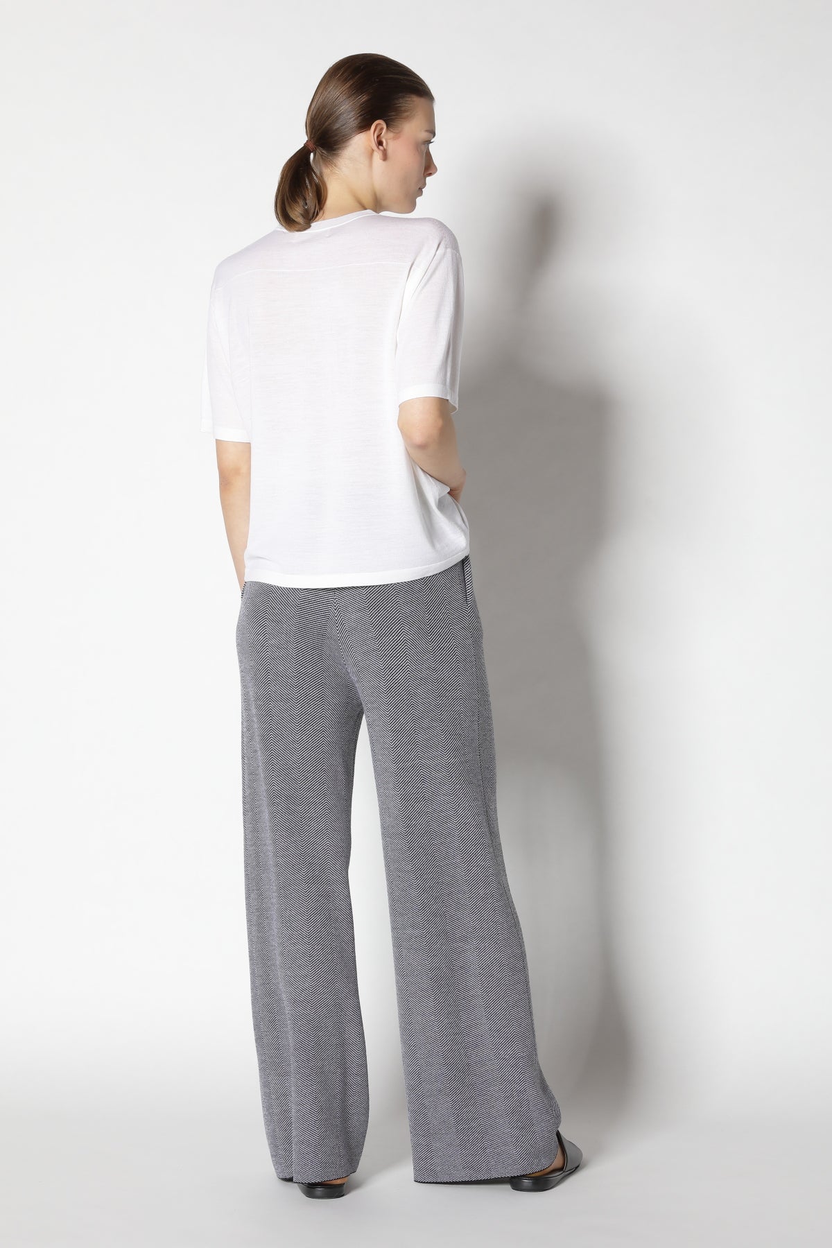 Herringbone Pleated Palazzo Pants
