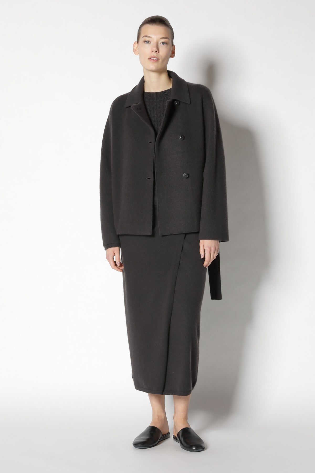 Doubleface Belted Cropped Jacket