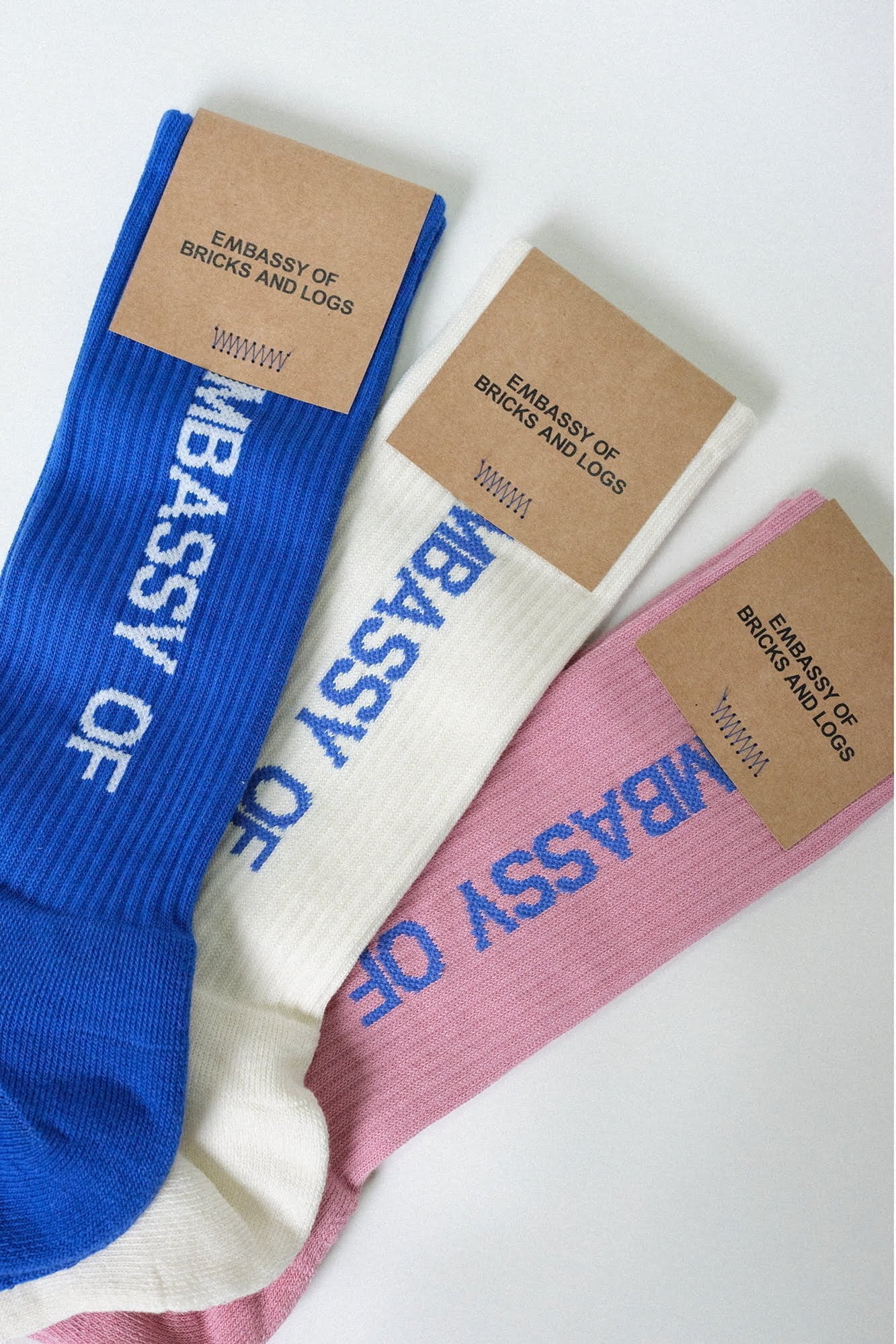 Embassy of Bricks and Logs-Archive-Sale-Outlet-EMB SOCKS-Socken-L-OFF WHITE/ EMB BLUE-by-ARCHIVIST