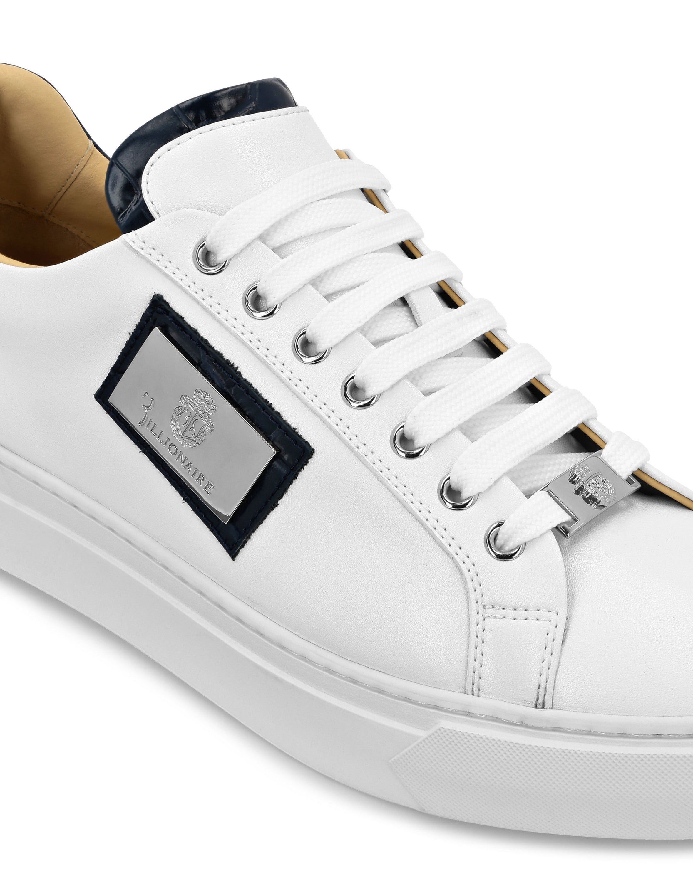Croco Printed Nappa Leather Lo-Top Sneakers