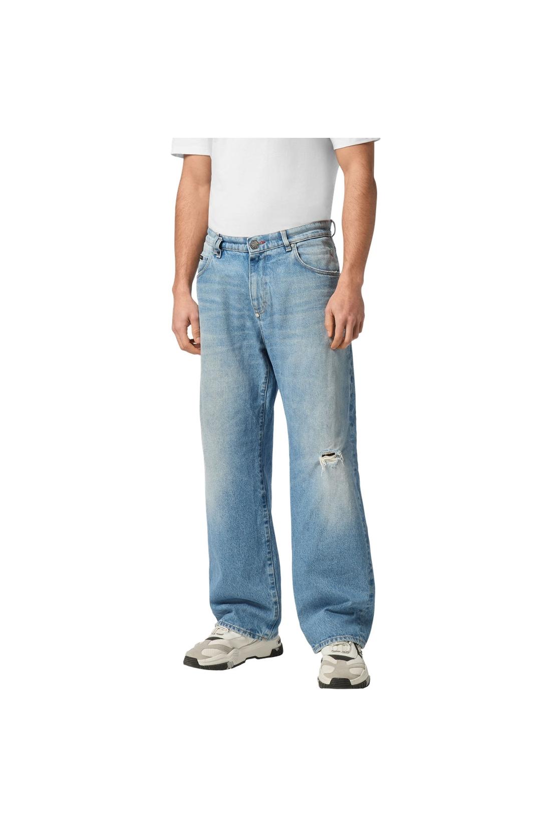 Philipp Plein Denim Trousers Beach Boy Fit 5 Pockets Signature, Jeans