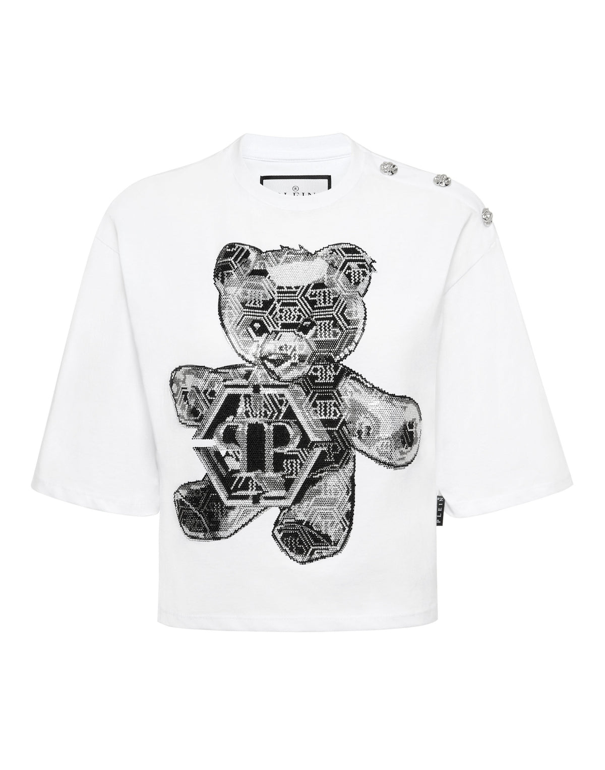 Cropped Round Neck T-Shirt 3D Teddy