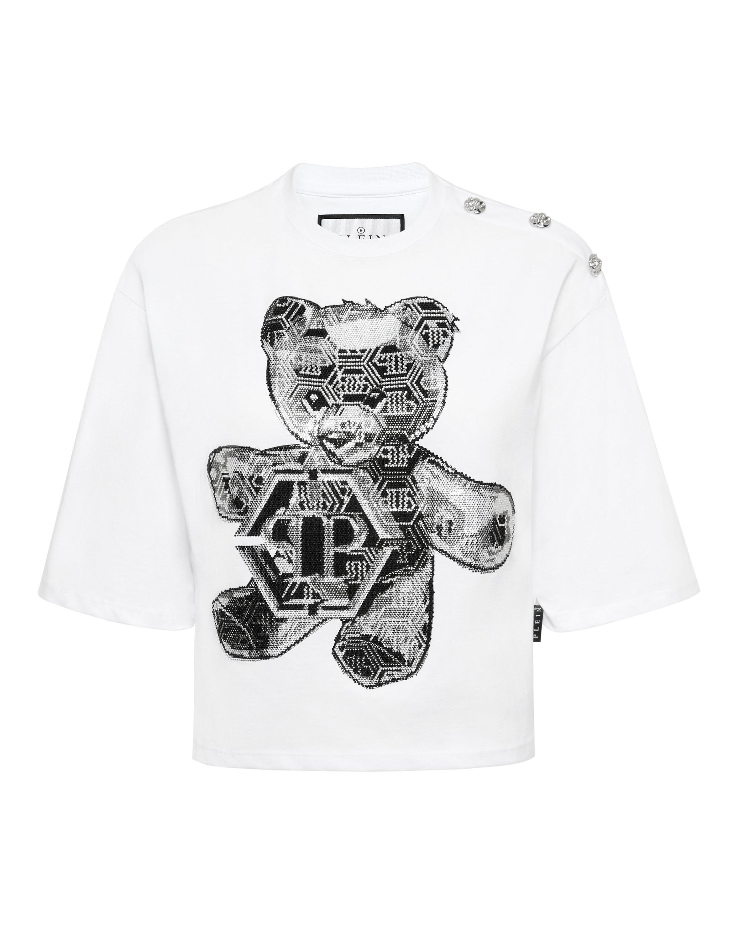 Cropped Round Neck T-Shirt 3D Teddy