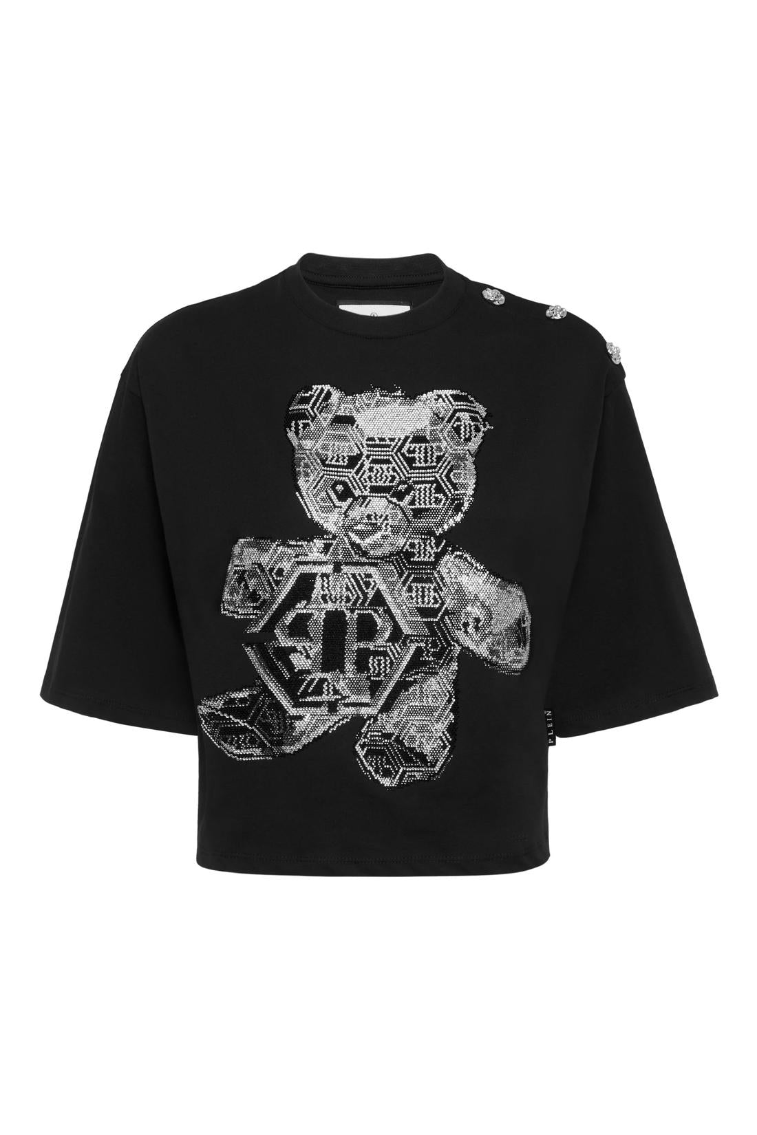 Philipp Plein Cropped Round Neck T-Shirt 3D Teddy, Shirts