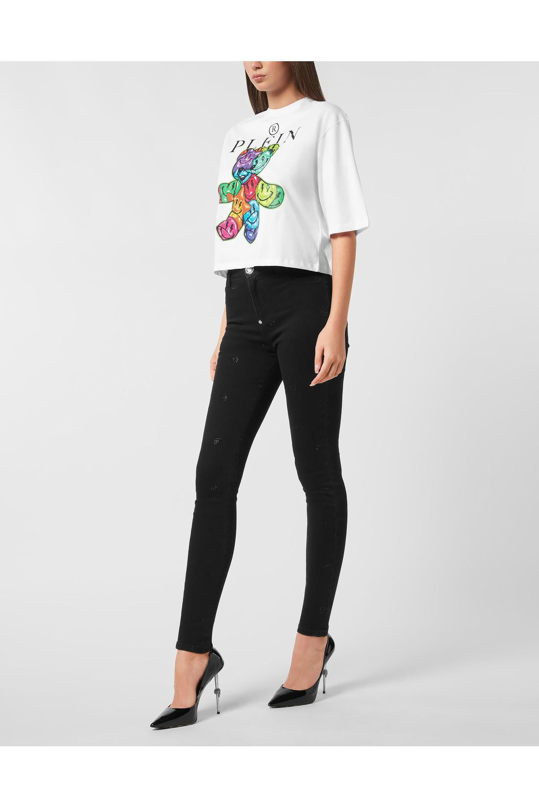 Cropped T-Shirt Round Neck Teddy