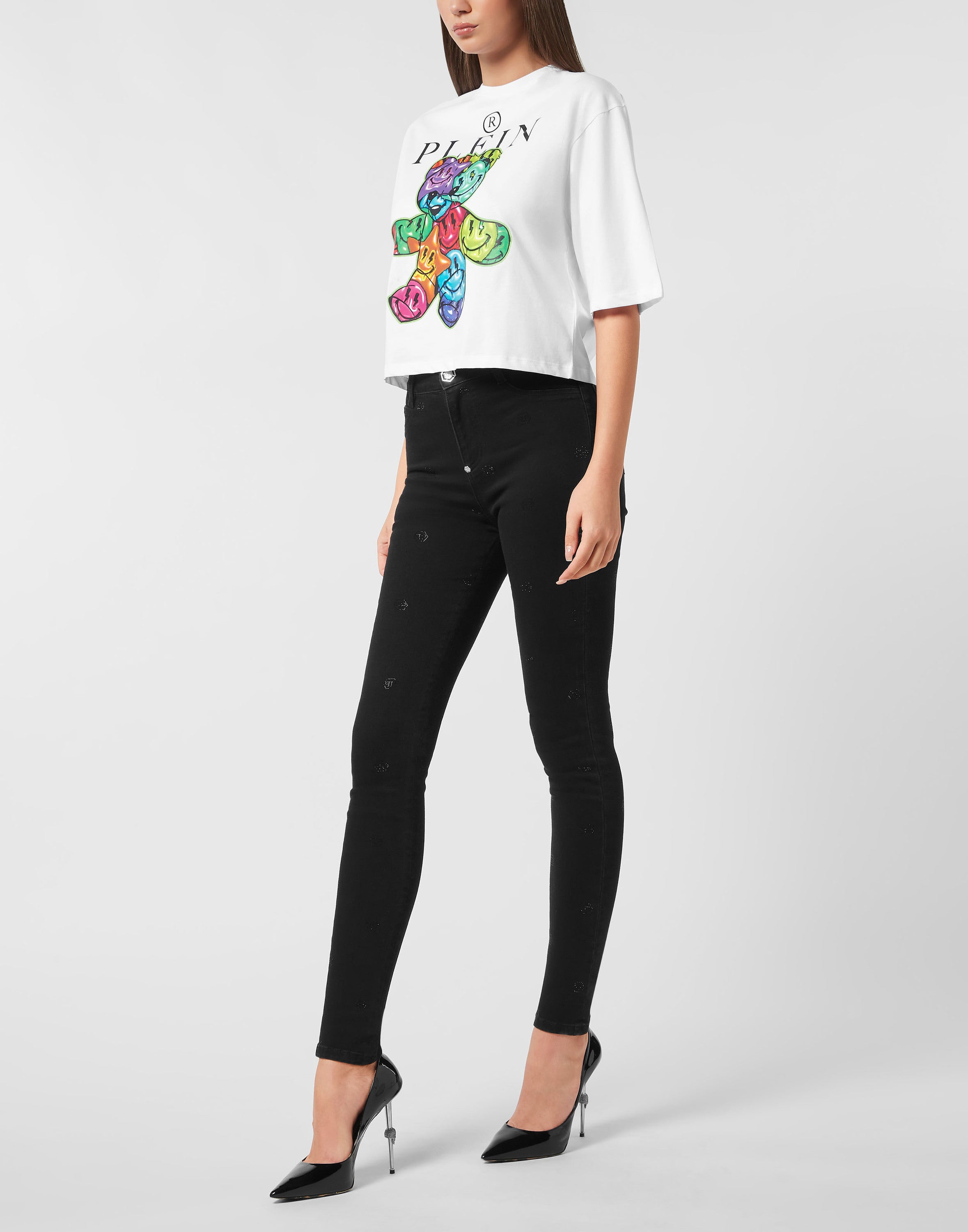 Cropped T-Shirt Round Neck Teddy