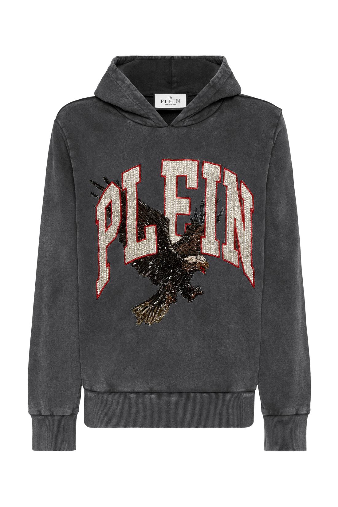 Philipp Plein Washed Hoodie Sweatshirt Plein Eagle, Strick & Pullover