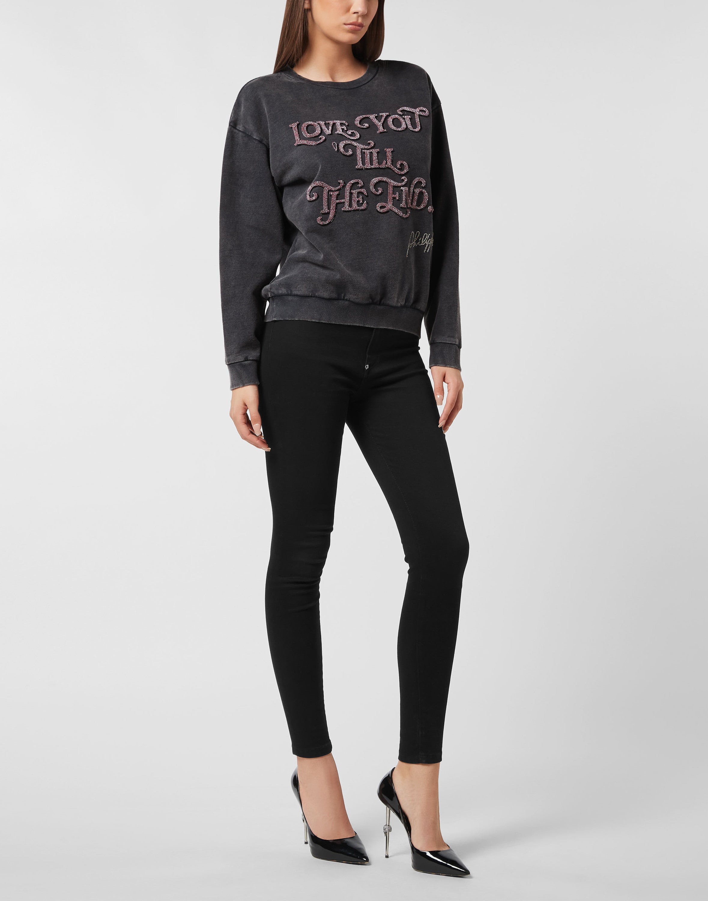 Open Back Roundneck Sweatshirt Love Plein