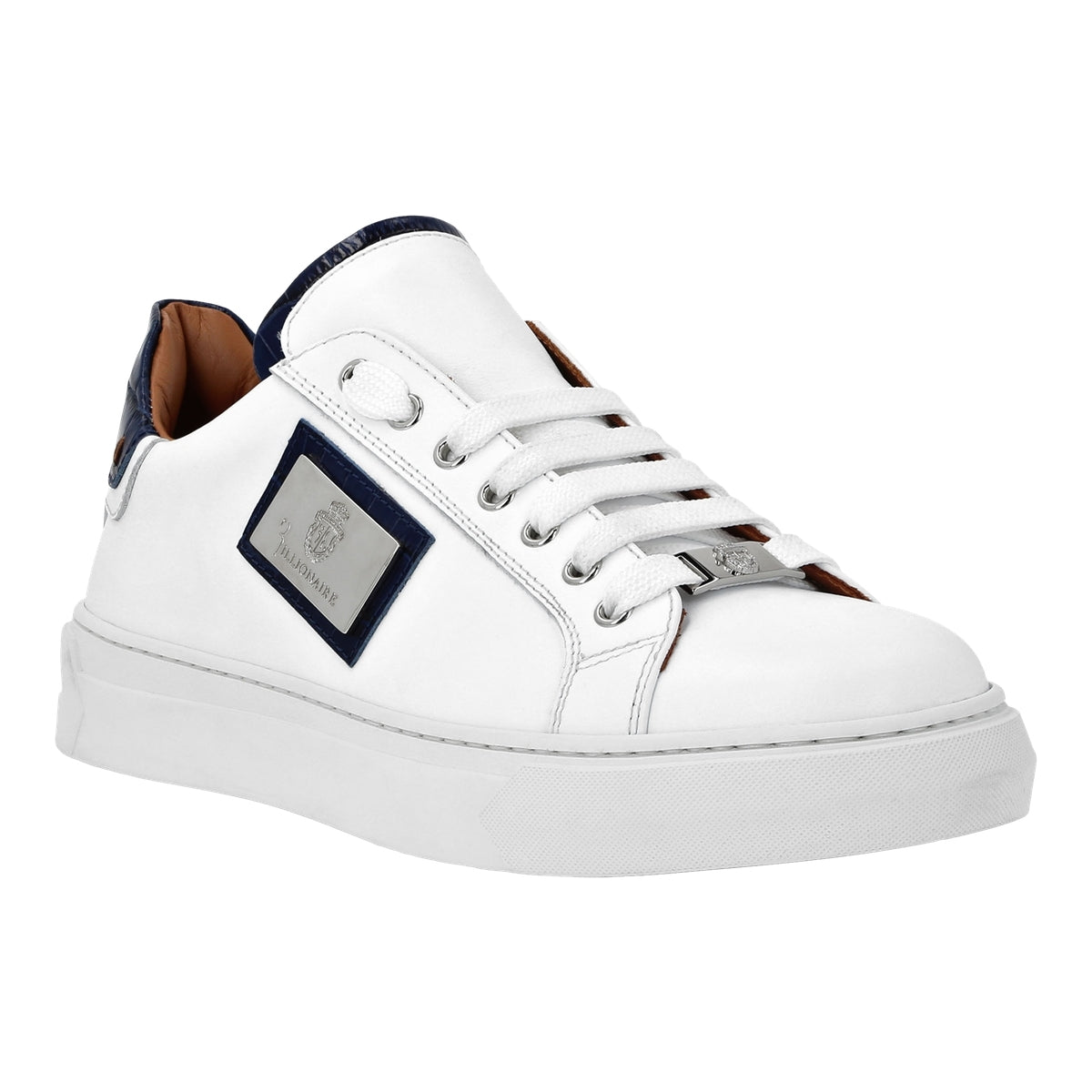 Croco Printed Nappa Leather Lo-Top Sneakers